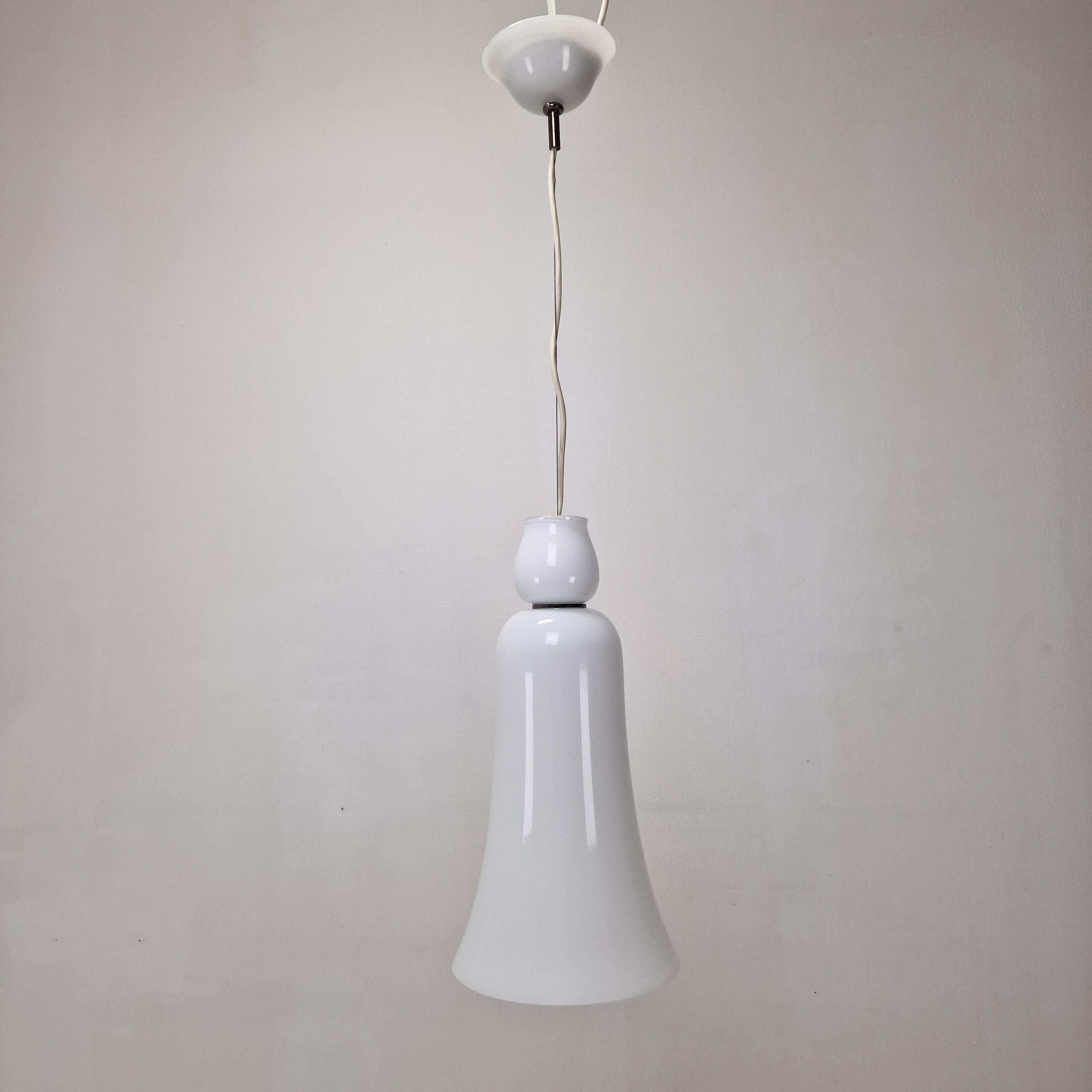 Fatto a mano Lampadario Anni Trenta Luce di Venini in vetro di Murano bianco in vendita