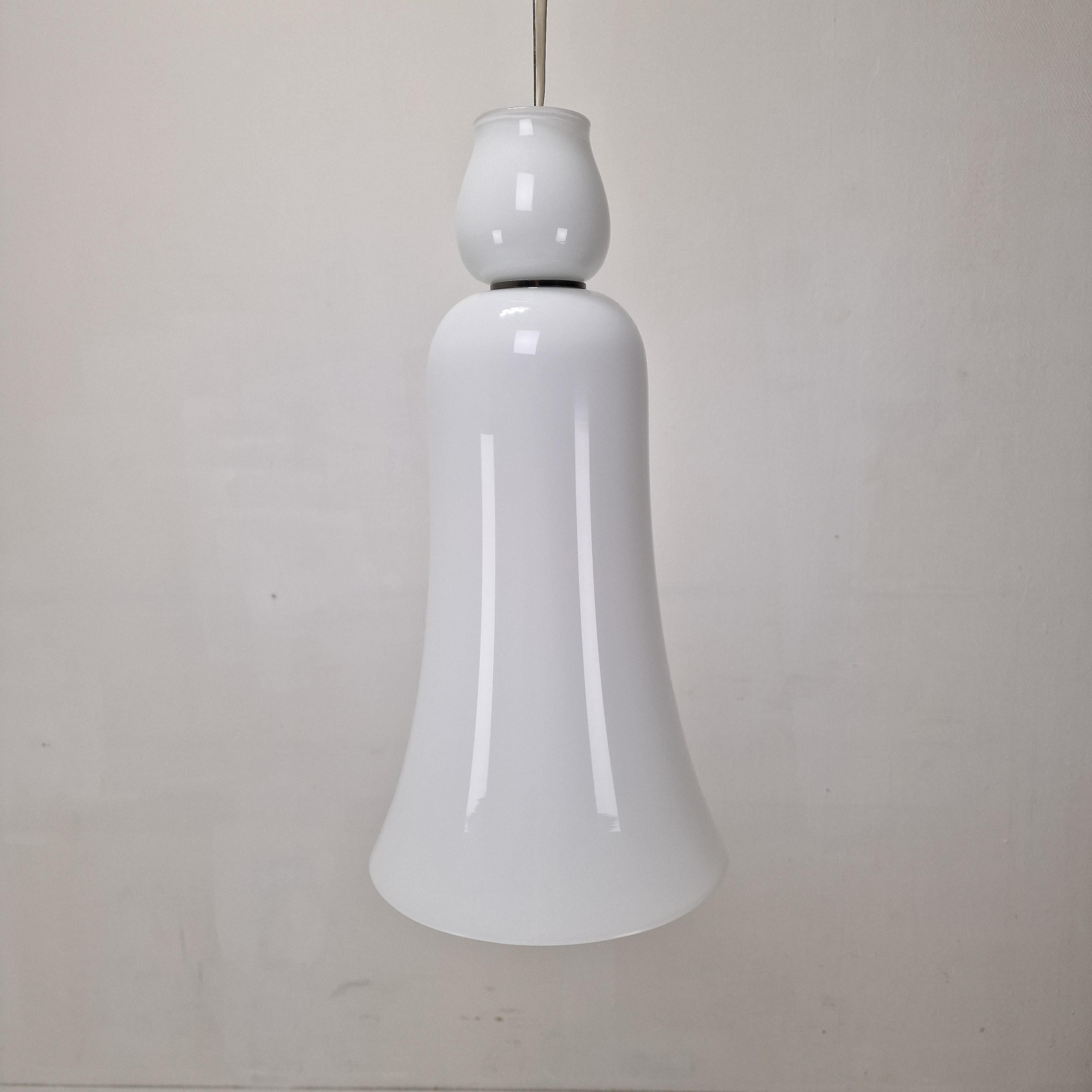 Lampadario Anni Trenta Luce di Venini in vetro di Murano bianco In condizioni buone in vendita a Oud Beijerland, NL