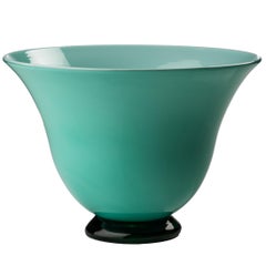 Anni Trenta Short Glass Bowl in Mint Green by Venini