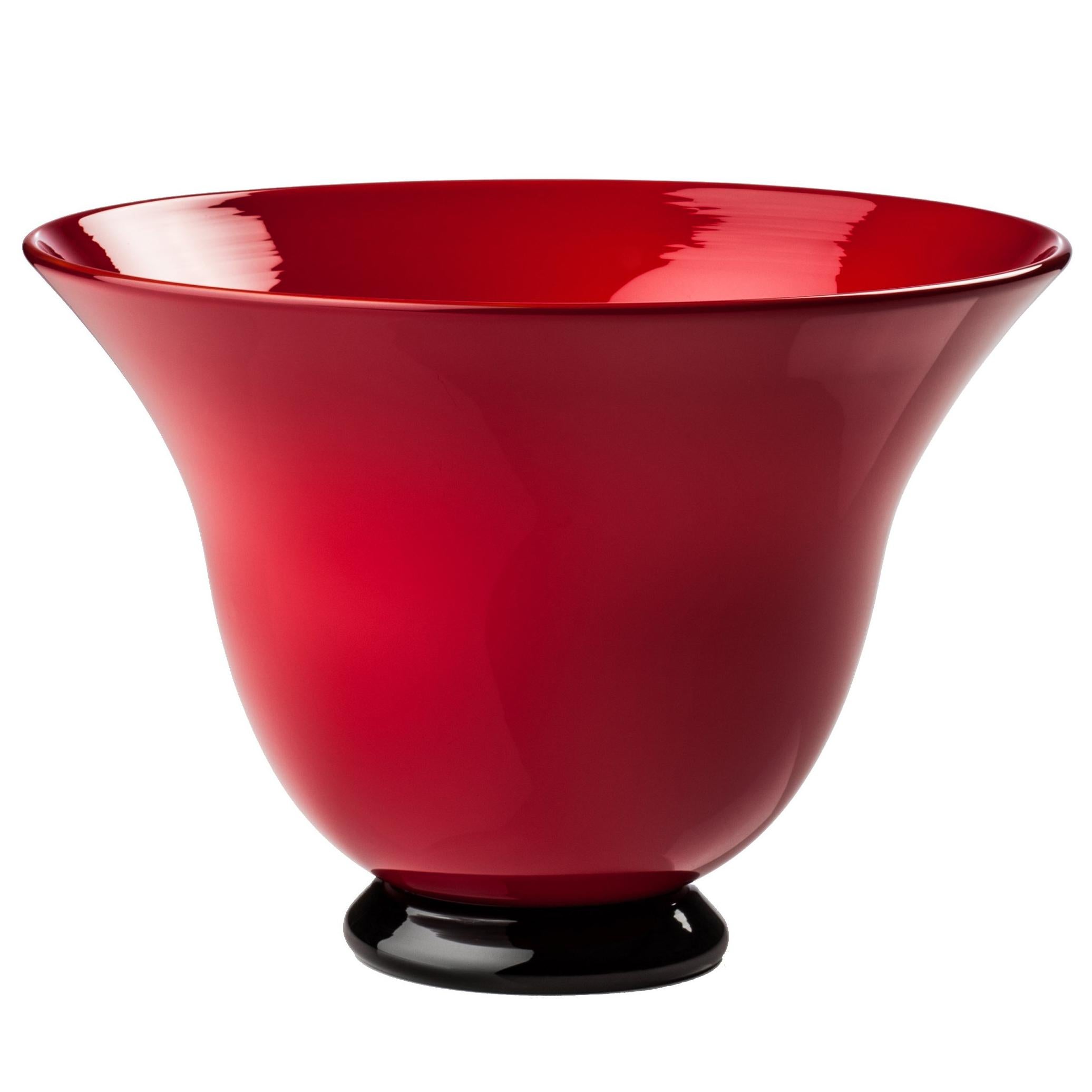 Anni Trenta Short Glass Bowl in Red by Venini For Sale
