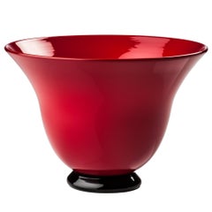 Anni Trenta Short Glass Bowl in Red by Venini