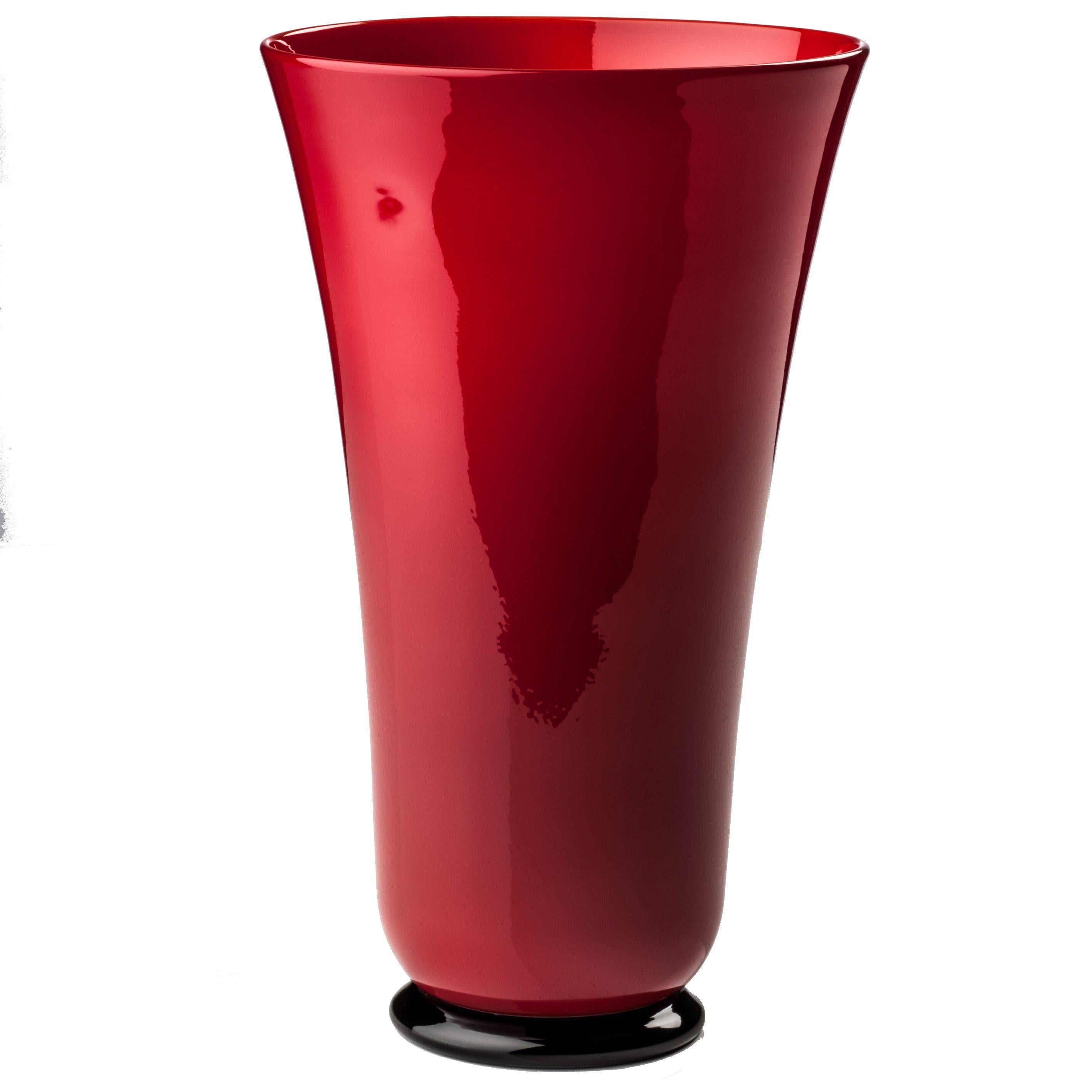 Grand bol en verre rouge Anni Trenta de Venini