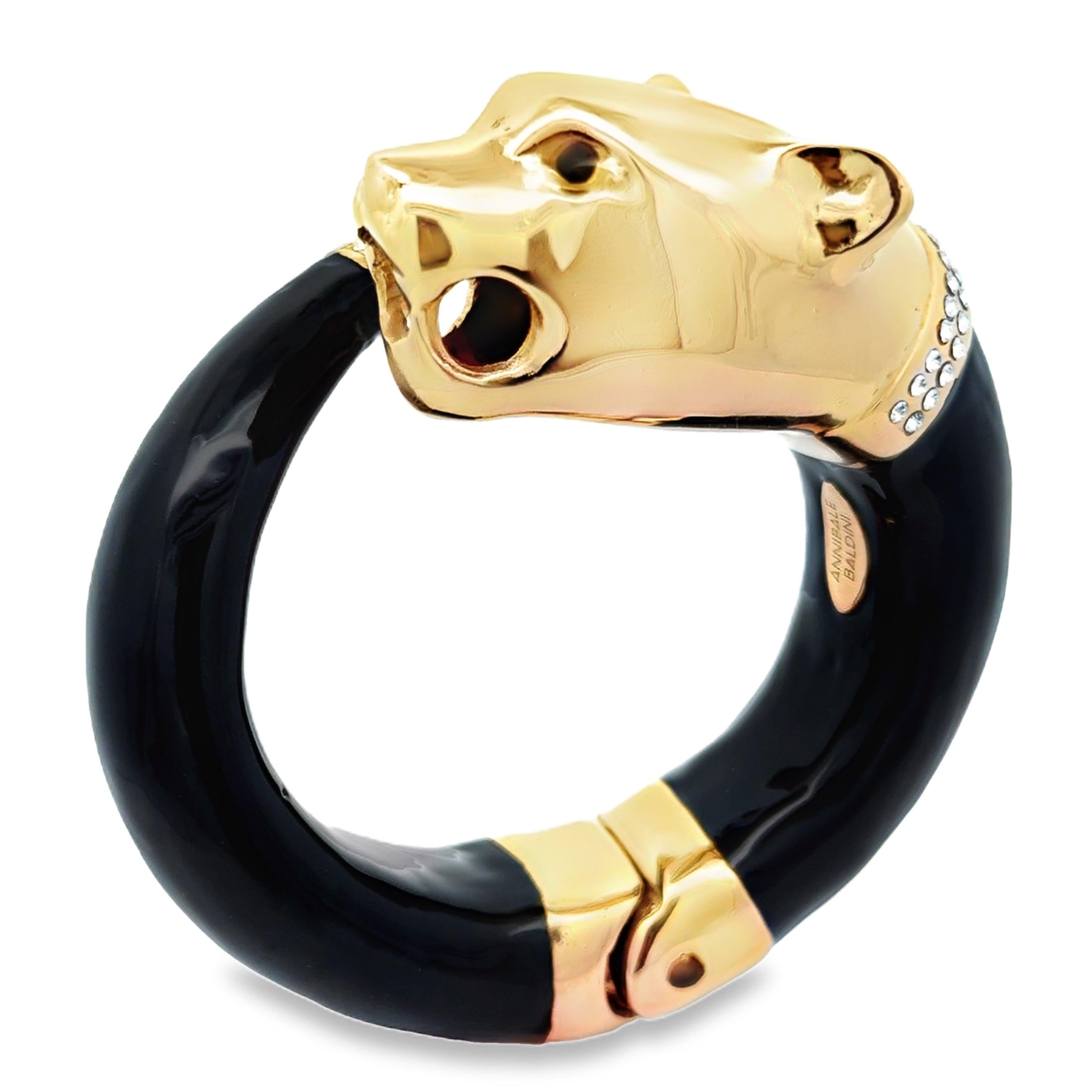 Annibale Baldini Italian Large Panther Statement Bangle Bracelet In New Condition For Sale In Derby, NY