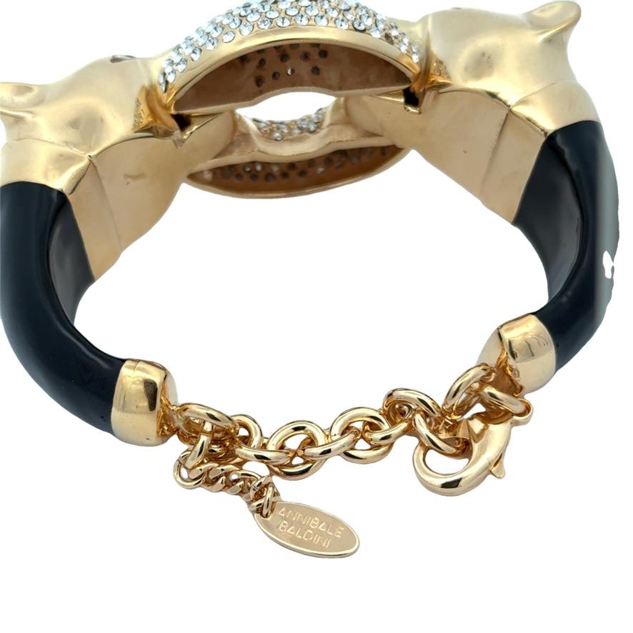 Annibale Baldini Italienischer Panther und Swarovski Kristall Statement Armband (Rundschliff) im Angebot
