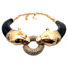 Annibale Baldini Italian Panther Swarovski Crystal Statement Necklace