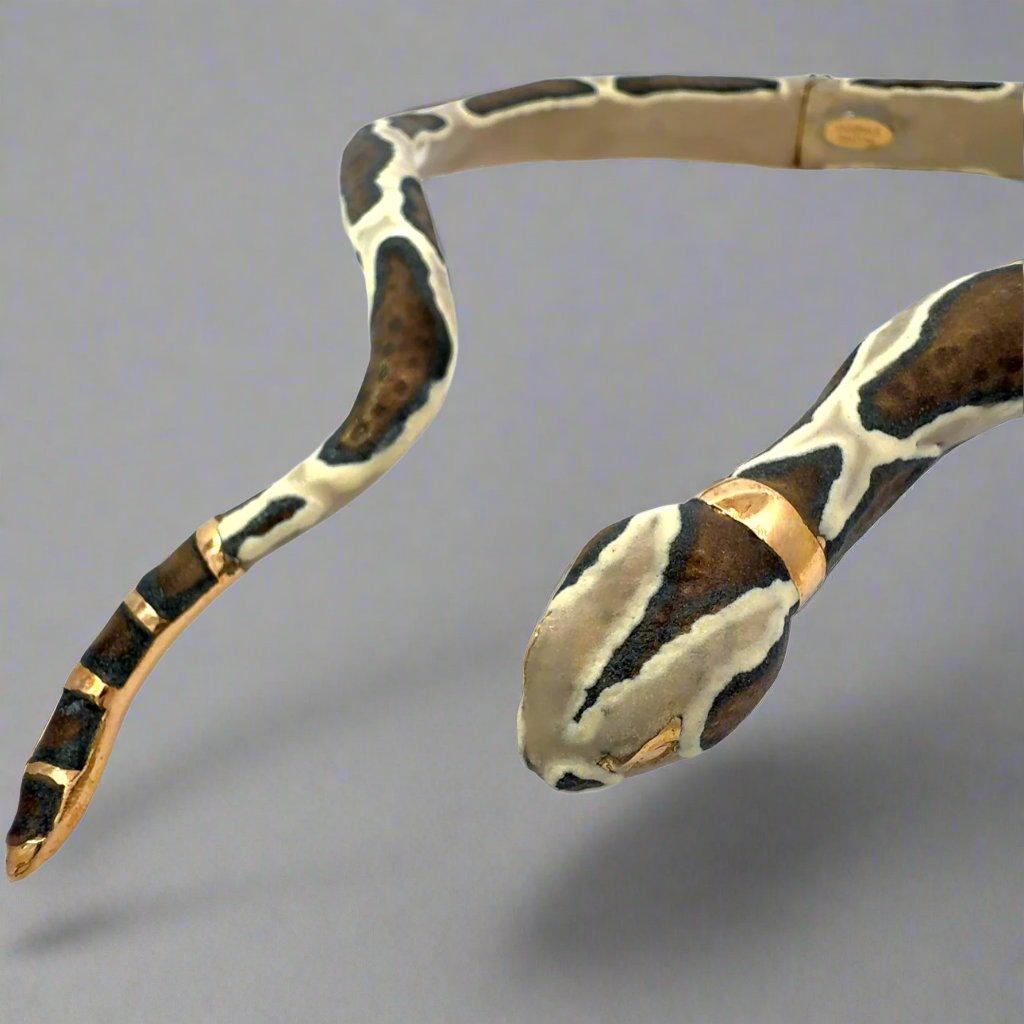 Annibale Baldini Italian Serpente Enamel Statement Necklace For Sale 1