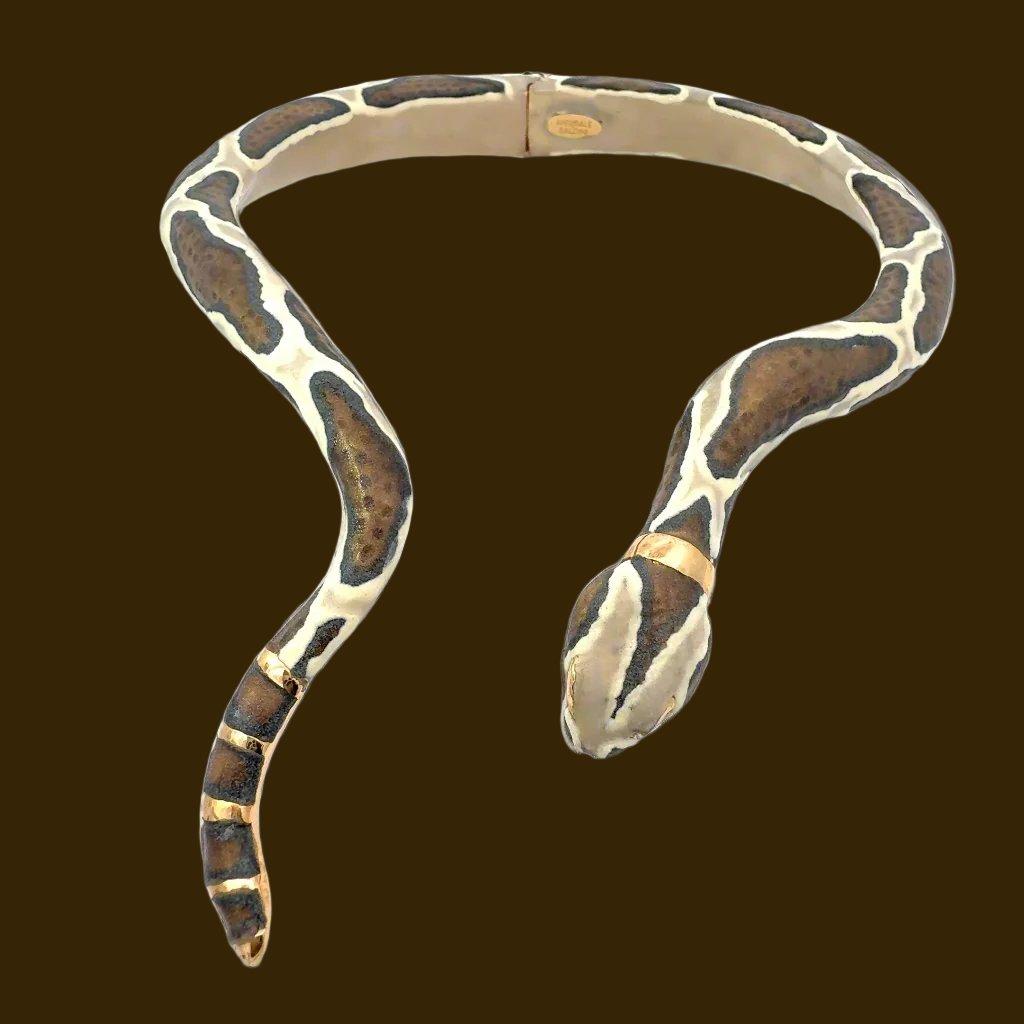 Annibale Baldini Italian Serpente Enamel Statement Necklace For Sale 2