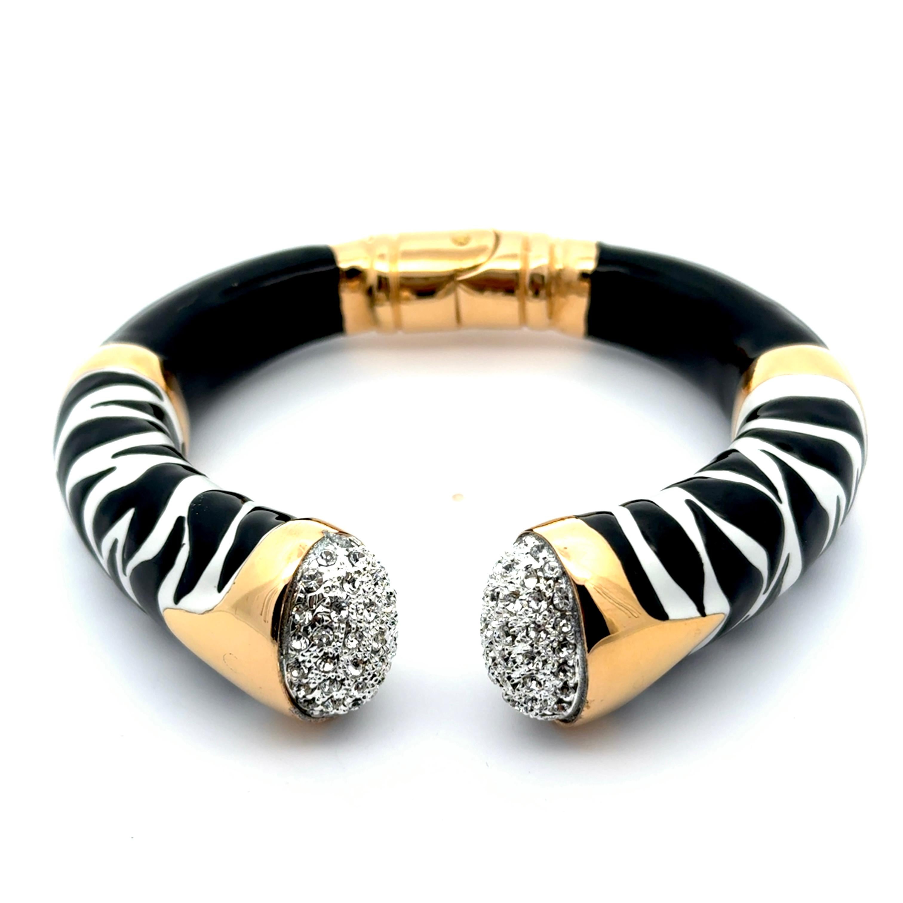 Modern Annibale Baldini Italian Zebra Statement Bangle Bracelet