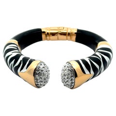 Annibale Baldini Italian Zebra Statement Bangle Bracelet