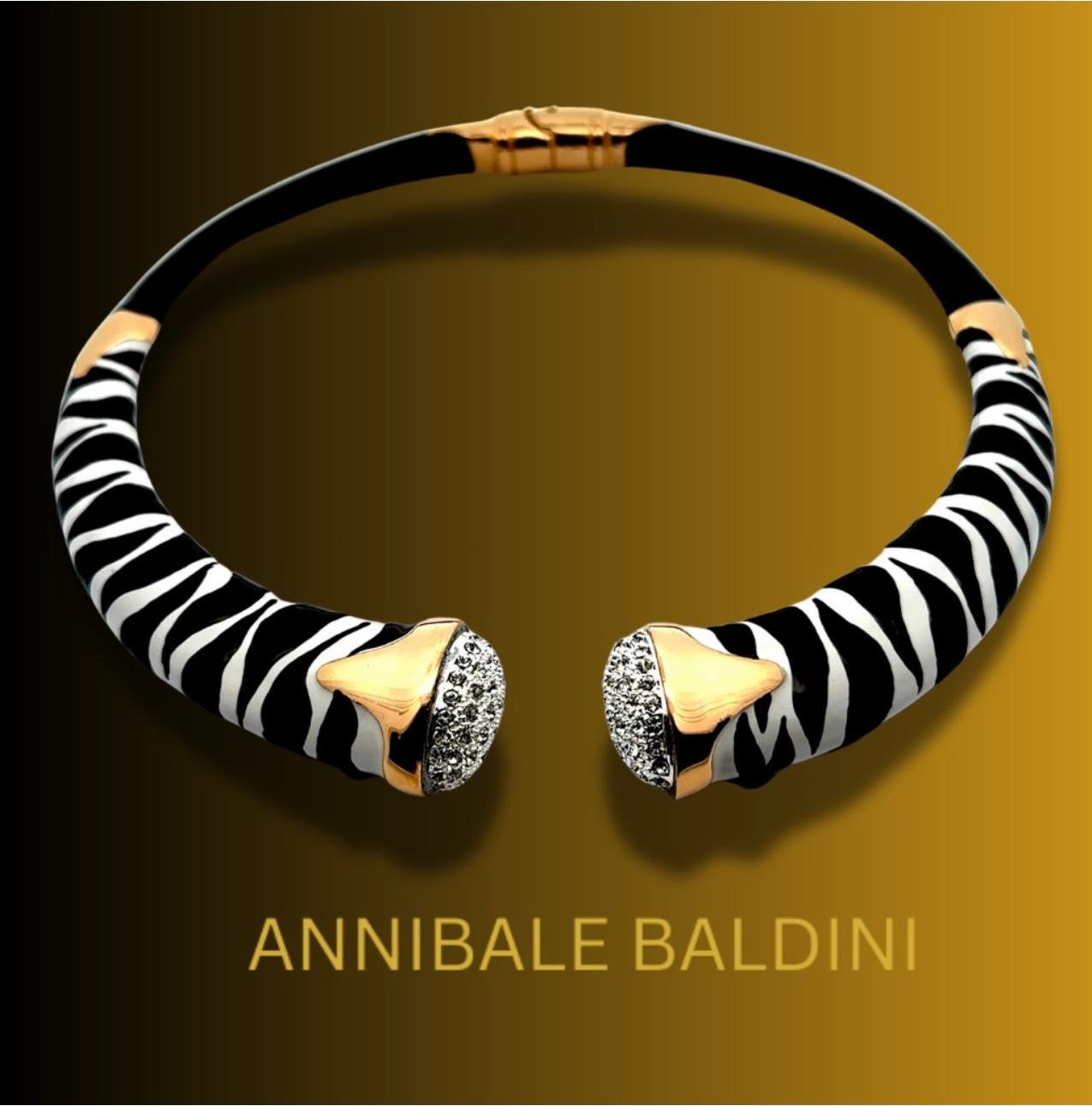 Annibale Baldini Italienische Zebra-Statement-Halskette im Zustand „Neu“ im Angebot in Derby, NY
