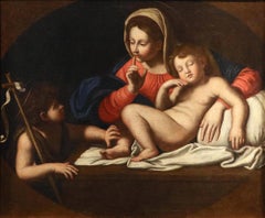 Madonna der Stille Carracci Gemälde 17/18. Jahrhundert Öl auf Leinwand Alte Meister Kunst
