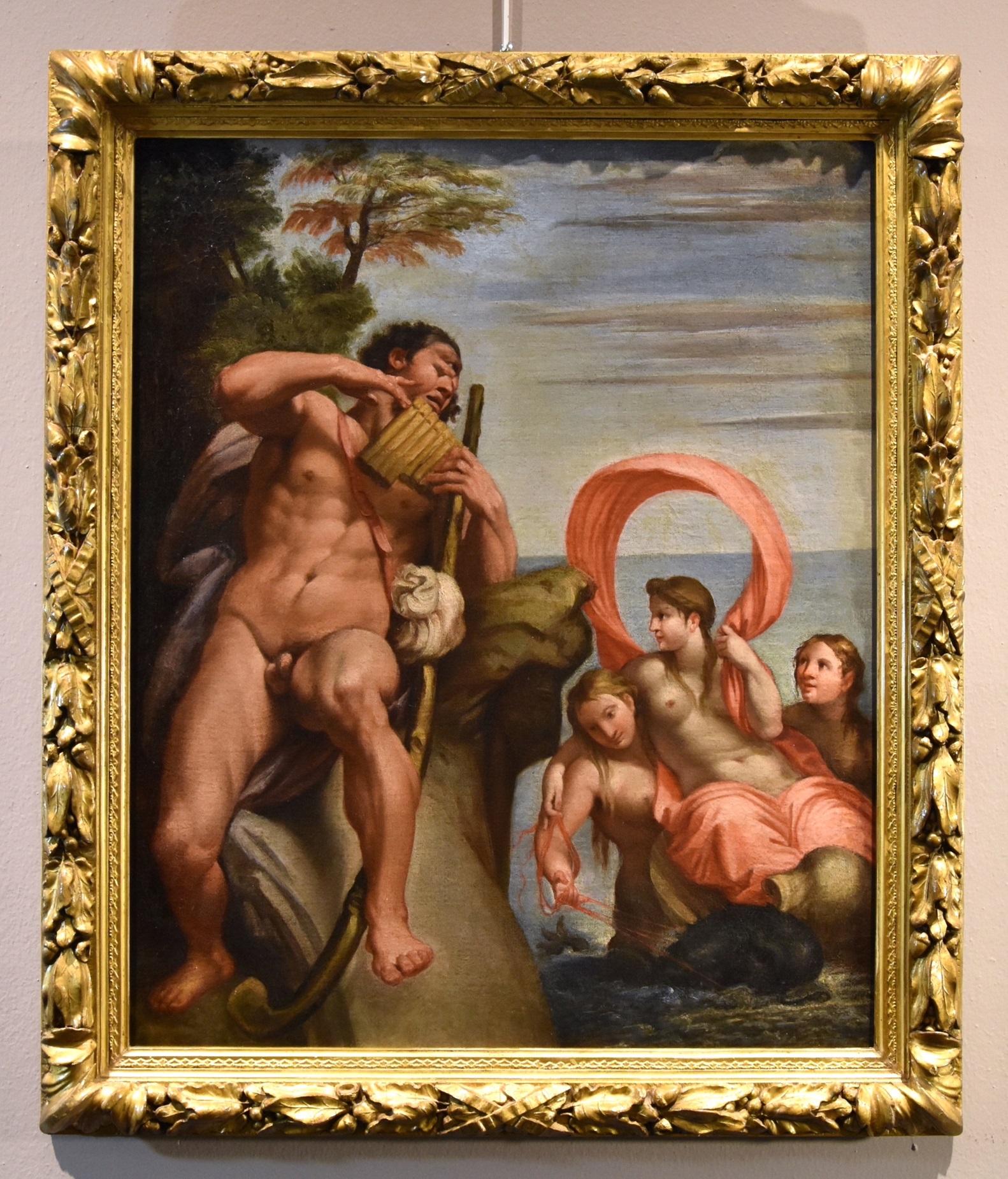 Polyphemus Galatea Carracci Paint 17th Century Oil on canvas Old master Italy - Painting by Annibale Carracci (bologna, 1560 - Rome, 1609)