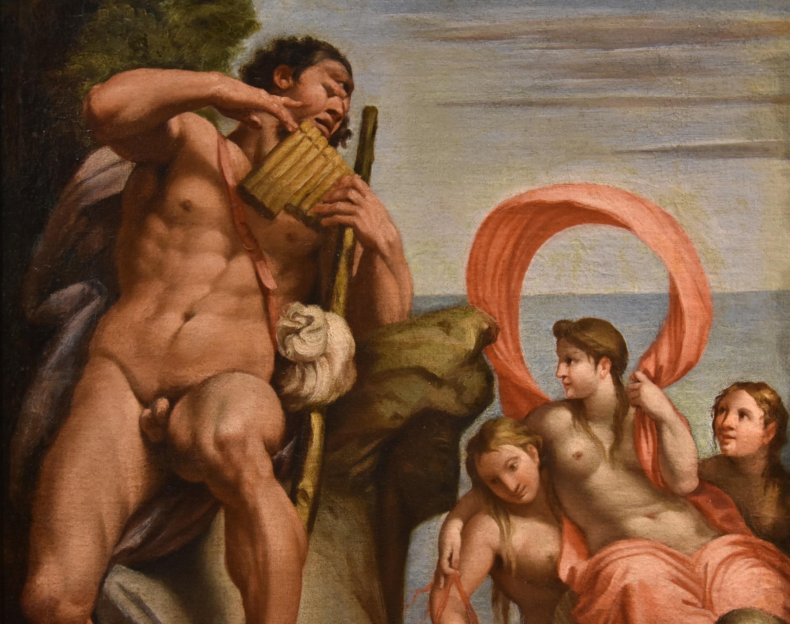 Polyphemus Galatea Carracci Paint 17th Century Oil on canvas Old master Italy For Sale 2