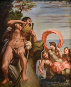 Antique Polyphemus Galatea Carracci Paint 17th Century Oil on canvas Old master Italy