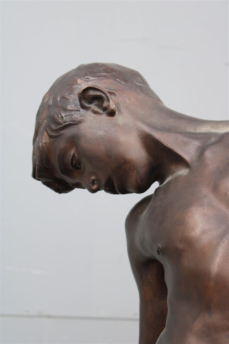Annibale De Lotto grande sculpture en bronze Boy with Crab 1910 Italie Venise en vente 5