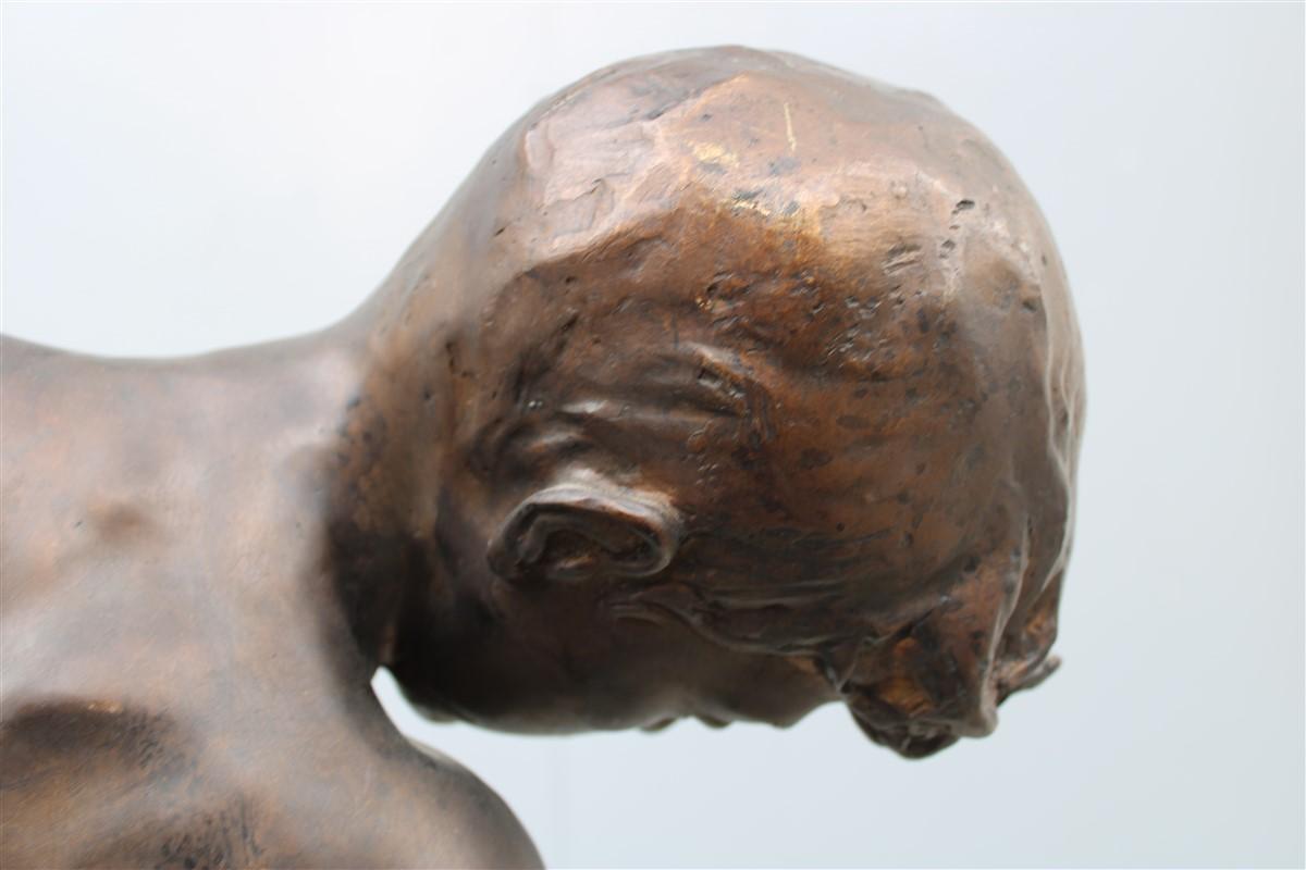 Annibale De Lotto grande sculpture en bronze Boy with Crab 1910 Italie Venise en vente 7