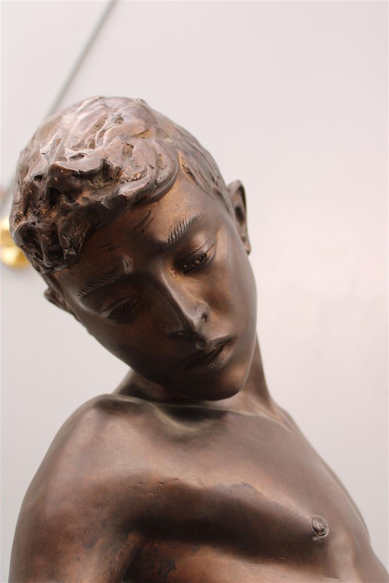 Annibale De Lotto Large Bronze Sculpture Boy with Crab 1910 Italy Venice For Sale 10