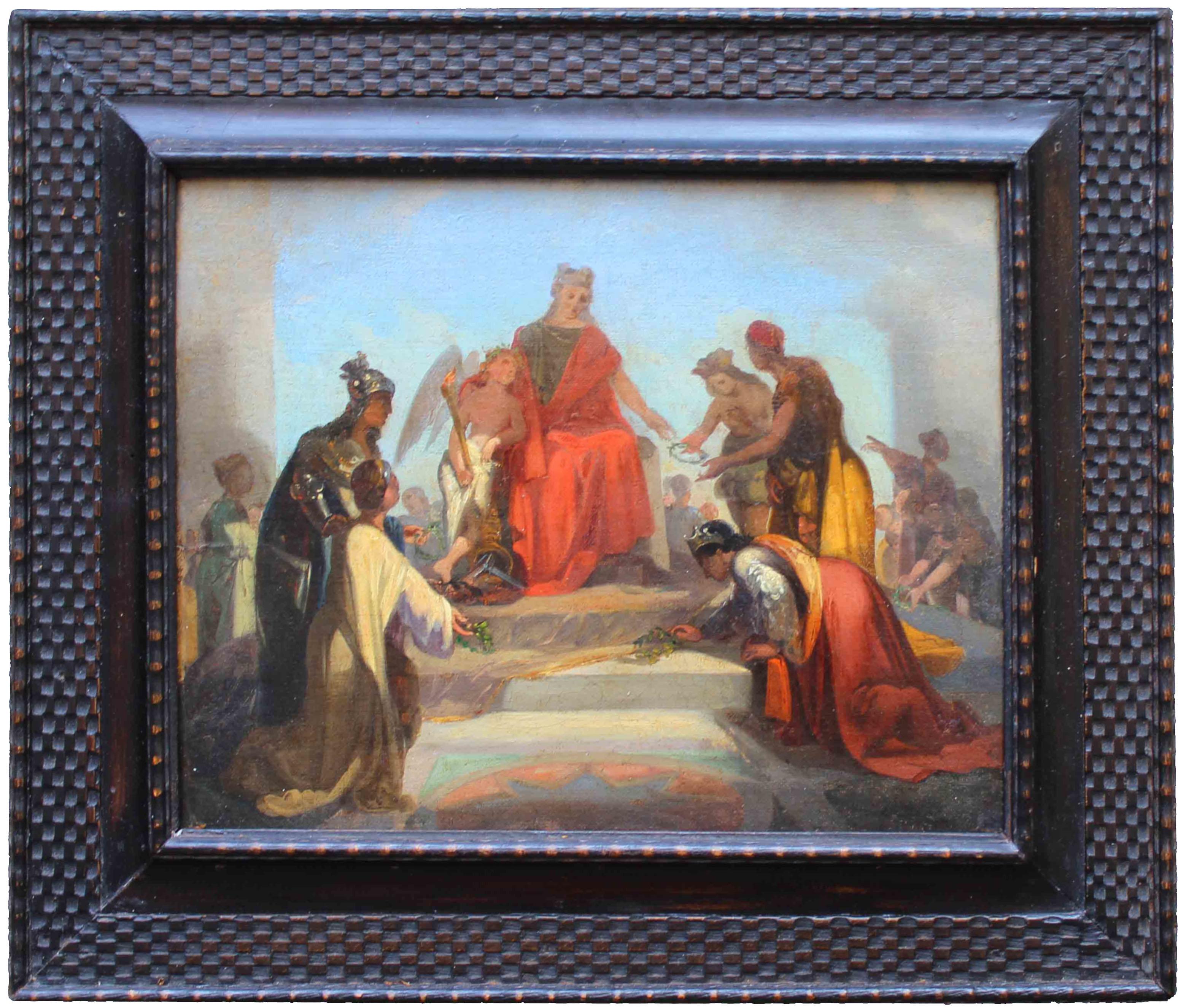 Attributed to Hannibal Gatti, Allegorical Scene - Painting by Annibale Gatti