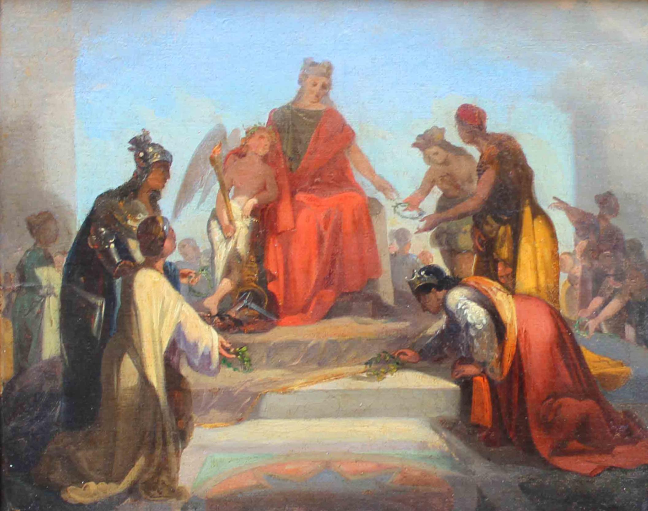Attributed to Hannibal Gatti, Allegorical Scene - Black Figurative Painting by Annibale Gatti