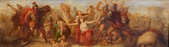 Pareja de óleos italianos Grand Tour Escenas romanas  Annibale Gatti Siglo XIX