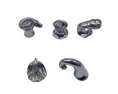 Annibale Oste Attrib. Set of 5 Silver-plated Bronze Handles, Italy 1970s