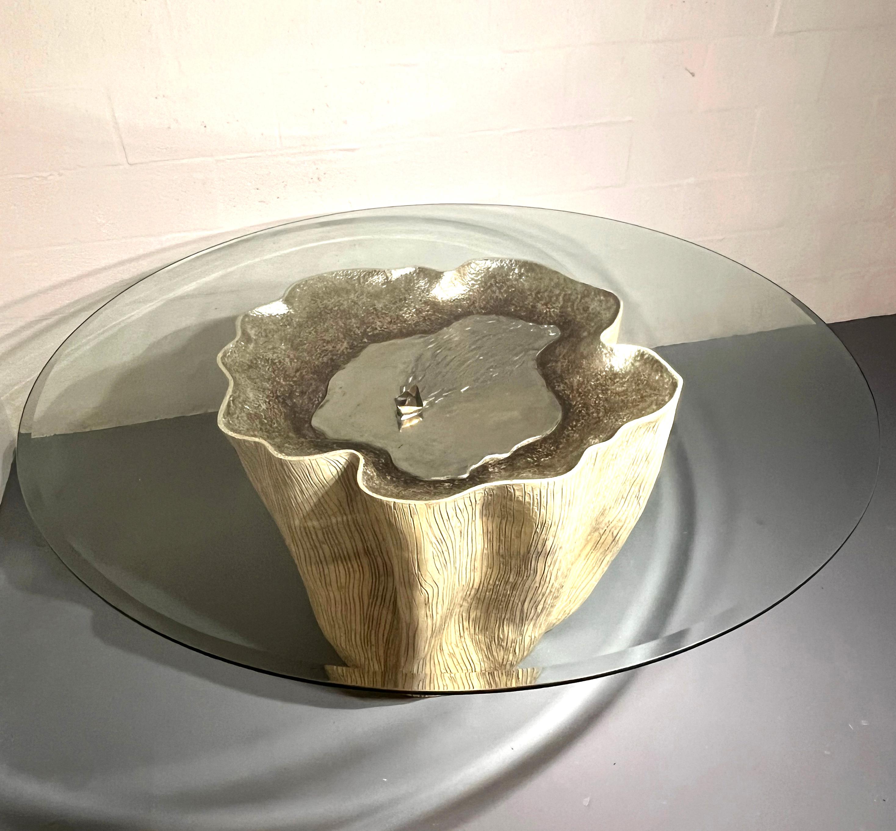 Annibale Oste Sculptural Coffee Table with Glass Top, Italy, 1980s Moderno de mediados de siglo en venta