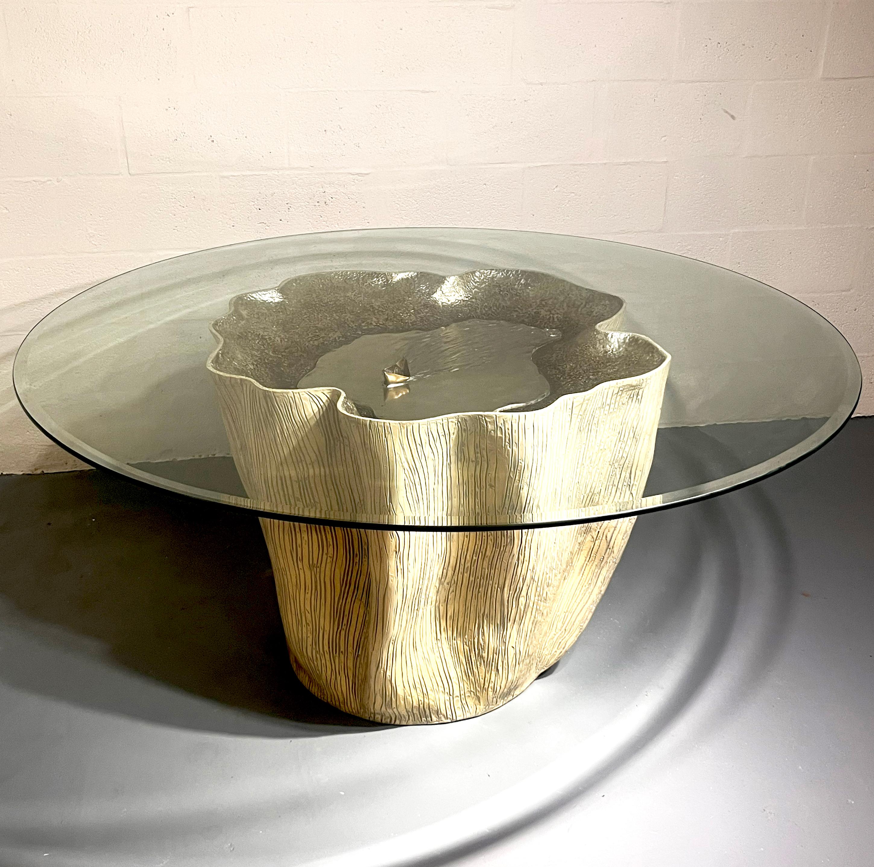 Annibale Oste Sculptural Coffee Table with Glass Top, Italy, 1980s en Excelente estado para la venta en Miami, FL
