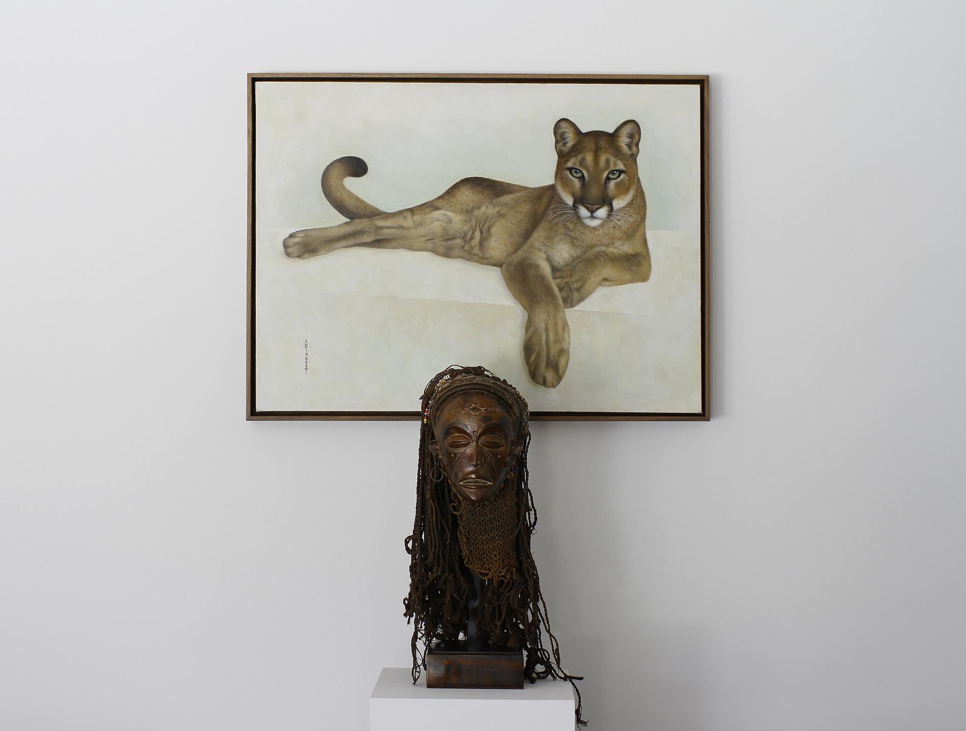 Annick BIAUDET,  Cougar, einer der besten Künstler der Tierwelt des 21. Jahrhunderts  (Acryl) im Angebot