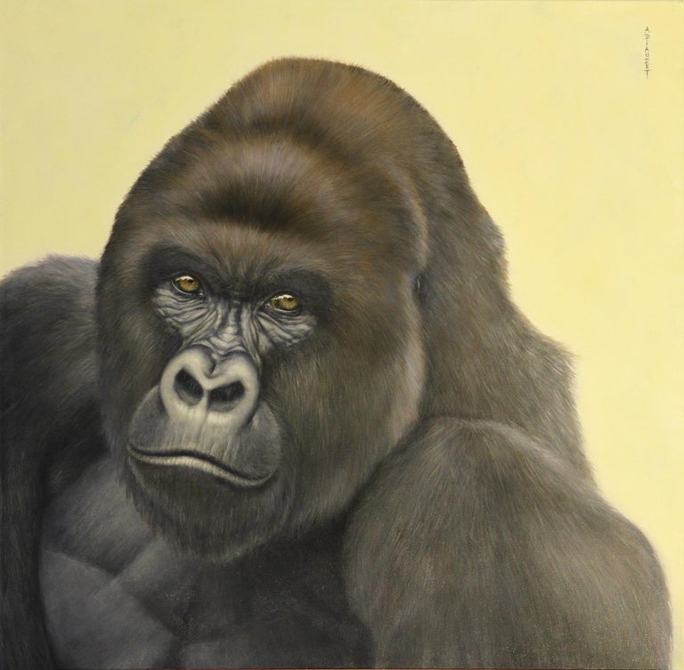Annick Biaudet, One of the Best 21st Century Wildlife Artists!

Morateur Gallery is proud to exclusively represent this talented Artist
throughout her wildlife adventures.

Oil and acrylic on canvas depicting a Gorilla, titled 