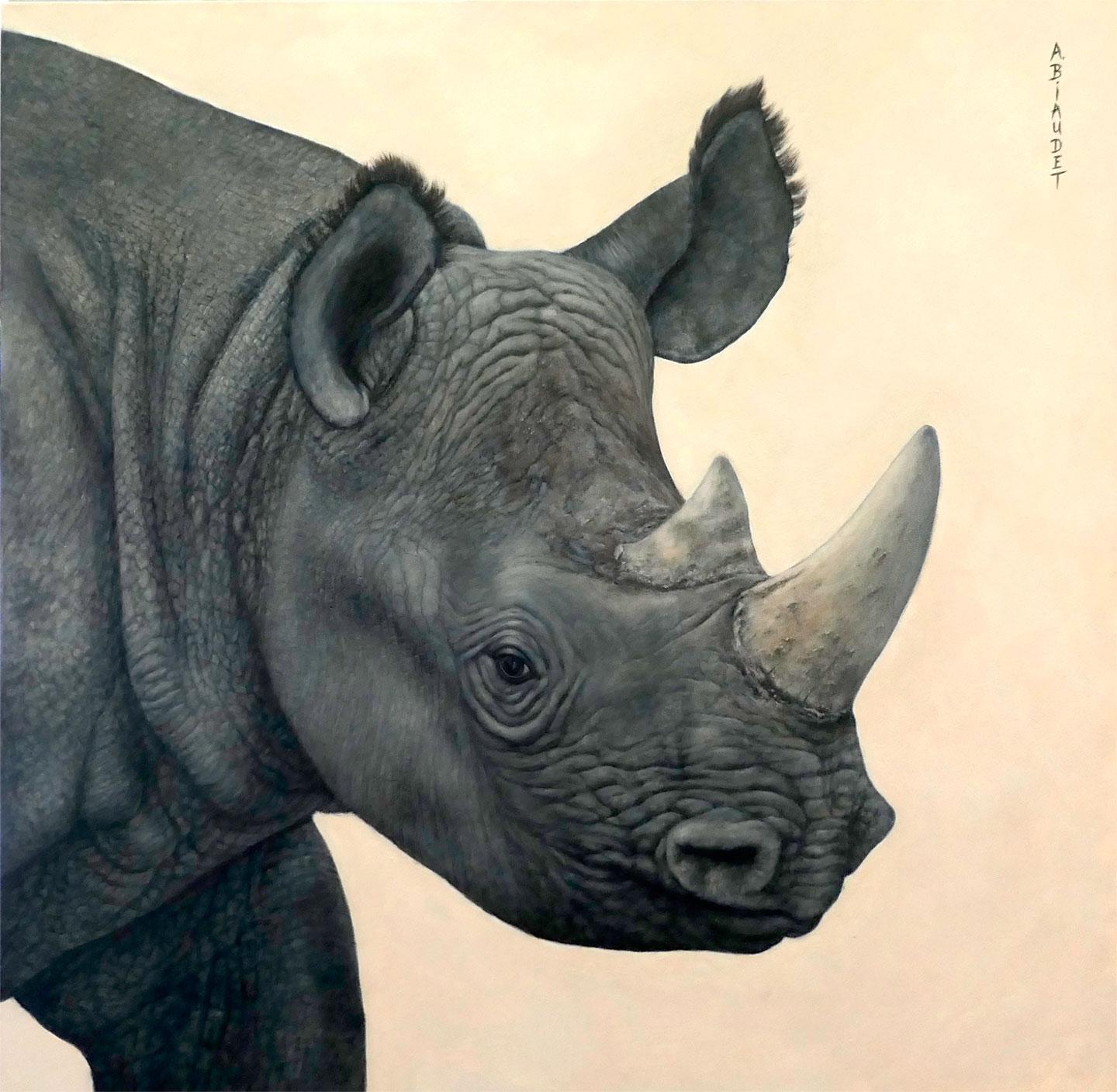 Annick BIAUDET, Rhinoceros, Original painting, Ultimate Touch in your interior