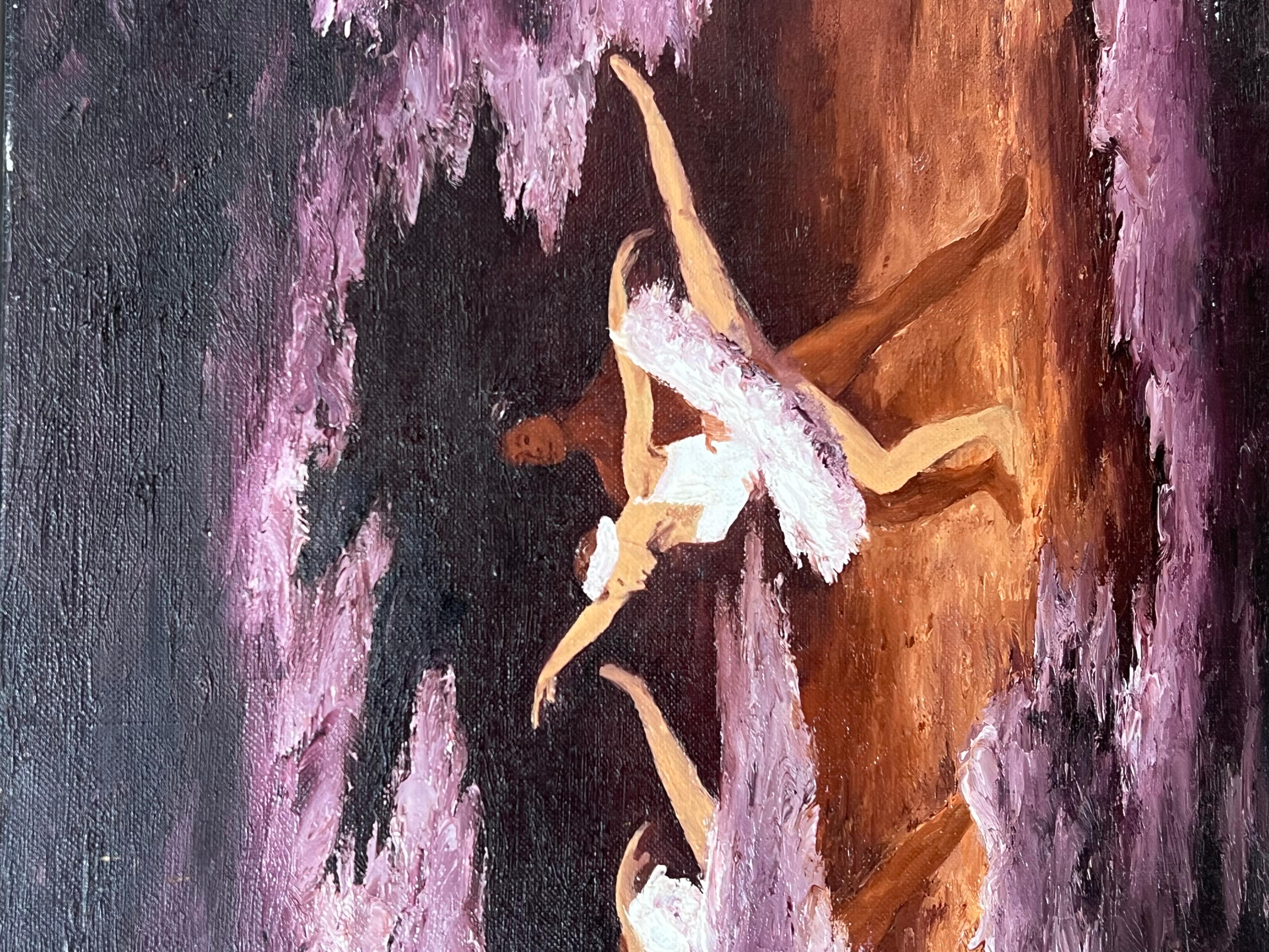 Tänzer in Bewegung
von Annie Faure (Französisch 1940-2021)
signiert untere Ecke
Ölgemälde auf Leinwand, ungerahmt
Größe der Leinwand: 13 x 18 Zoll
Zustand: insgesamt sehr gut, kleinere Oberflächenabschürfungen durch frühere Lagerung
Herkunft: aus