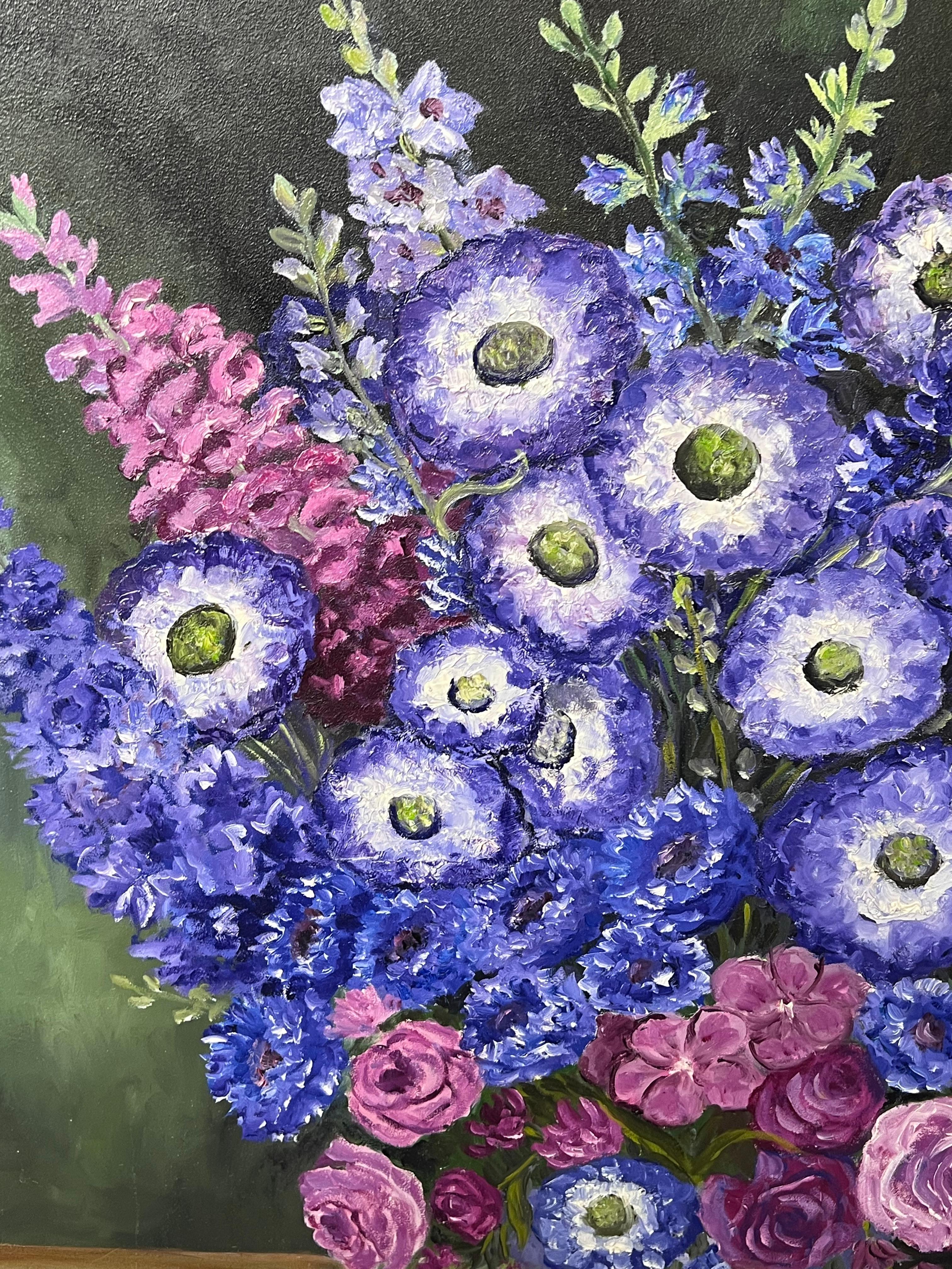 Anemones Still Life
by Annie Faure (French 1940-2021)
signed lower corner
oil painting on board, unframed
canvas size: 26 x 25.5 inches
condition: overall very good, minor surface scuffs from previous storage
provenance: from the artists family in