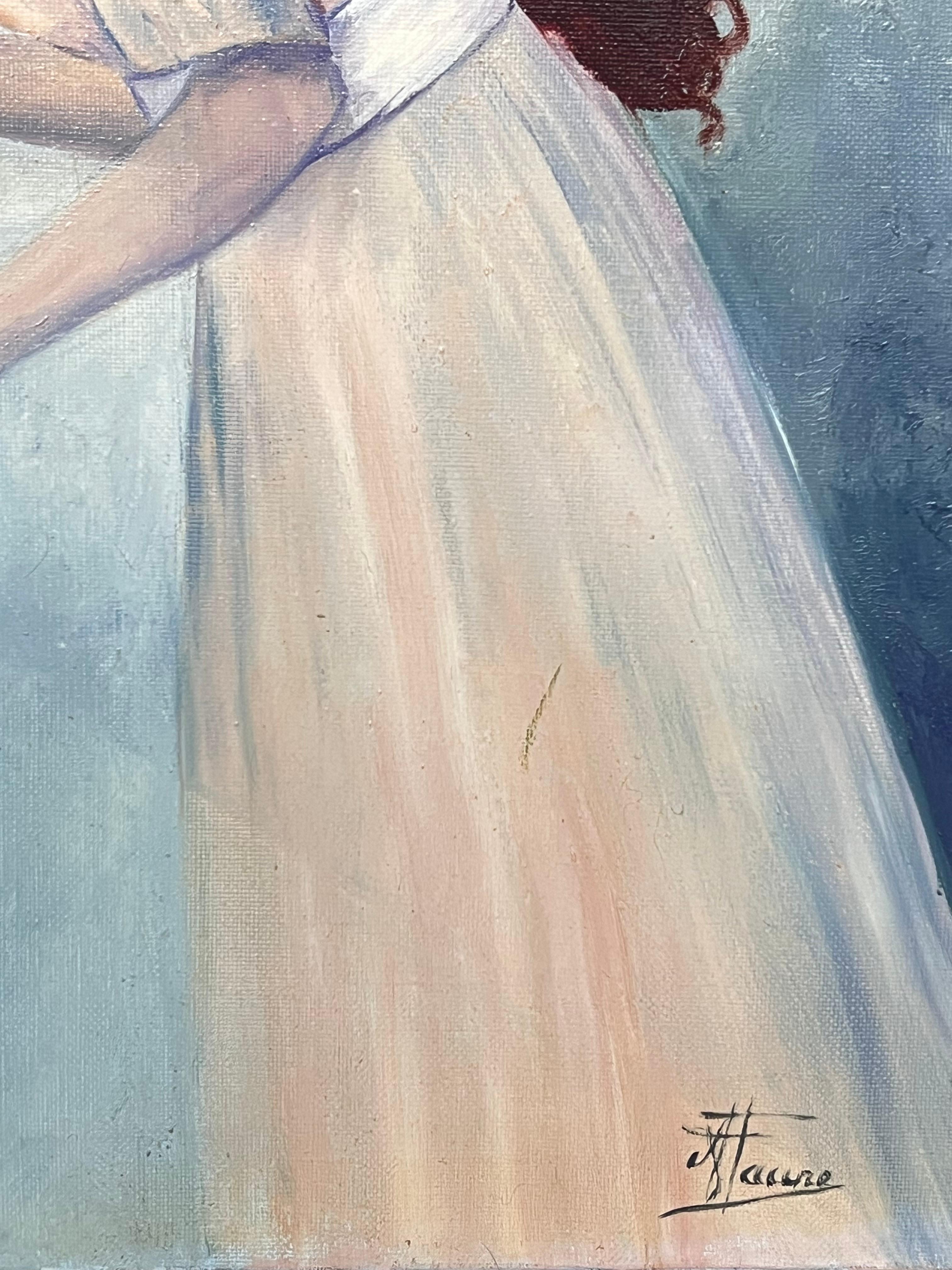 Die Begegnung mit dem Rotkehlchen
von Annie Faure (Französisch 1940-2021)
signiert untere Ecke
Ölgemälde auf Leinwand, ungerahmt
Größe der Leinwand: 21,5 x 18 Zoll
Zustand: insgesamt sehr gut, kleinere Oberflächenabschürfungen durch frühere