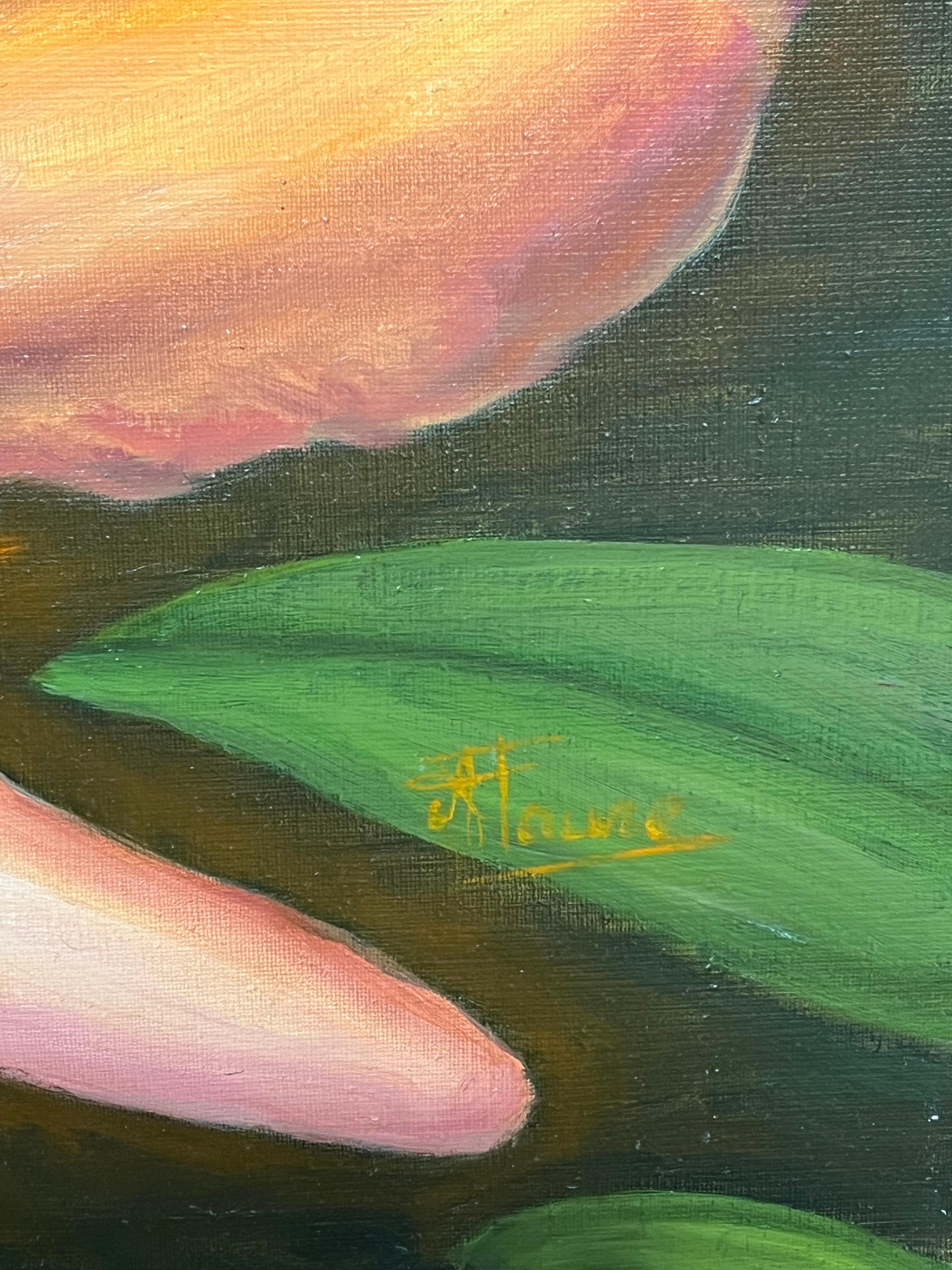 Cattleya-Orchideen
von Annie Faure (Französisch 1940-2021)
signiert untere Ecke
Ölgemälde auf Leinwand, ungerahmt
Größe der Leinwand: 24 x 28,5 Zoll
Zustand: insgesamt sehr gut, kleinere Oberflächenabschürfungen durch frühere Lagerung
Herkunft: aus