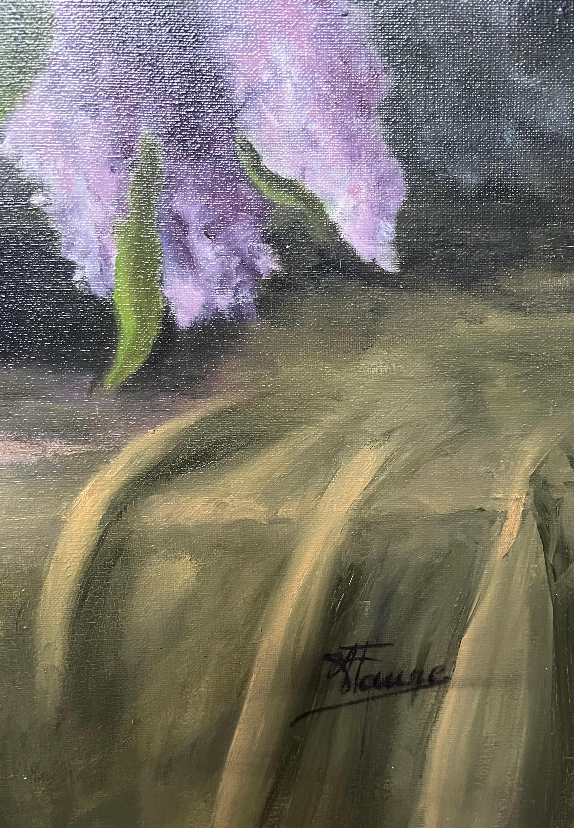 Bouquet di lillà e rose rosa e viola Pittura ad olio francese del XX secolo in vendita 3