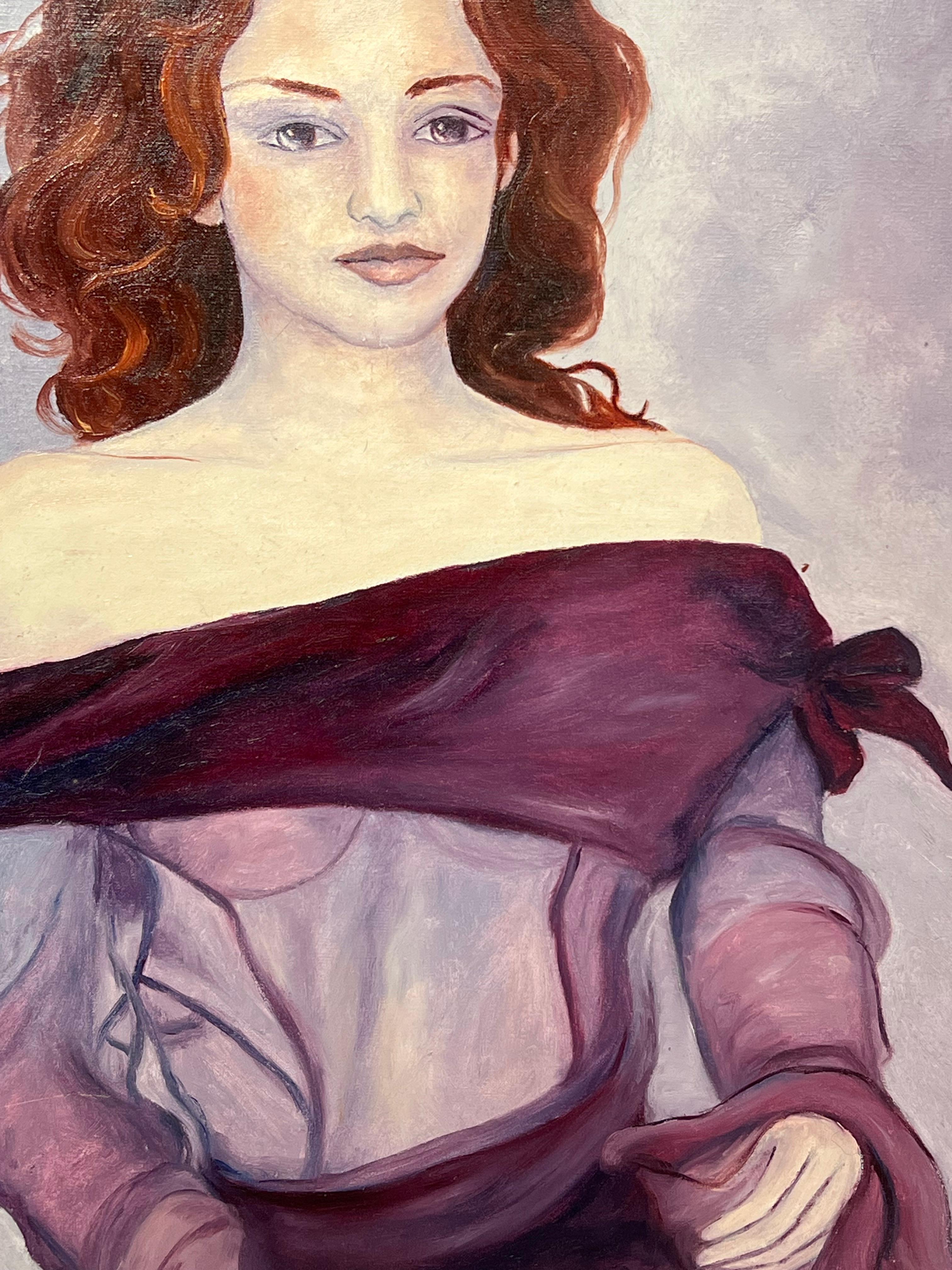  Portrait of a Radiant Young Woman
by Annie Faure (French 1940-2021)
signed lower corner
oil painting on canvas, unframed
canvas size: 18 x 15 inches
condition: overall very good, minor surface scuffs from previous storage
provenance: from the
