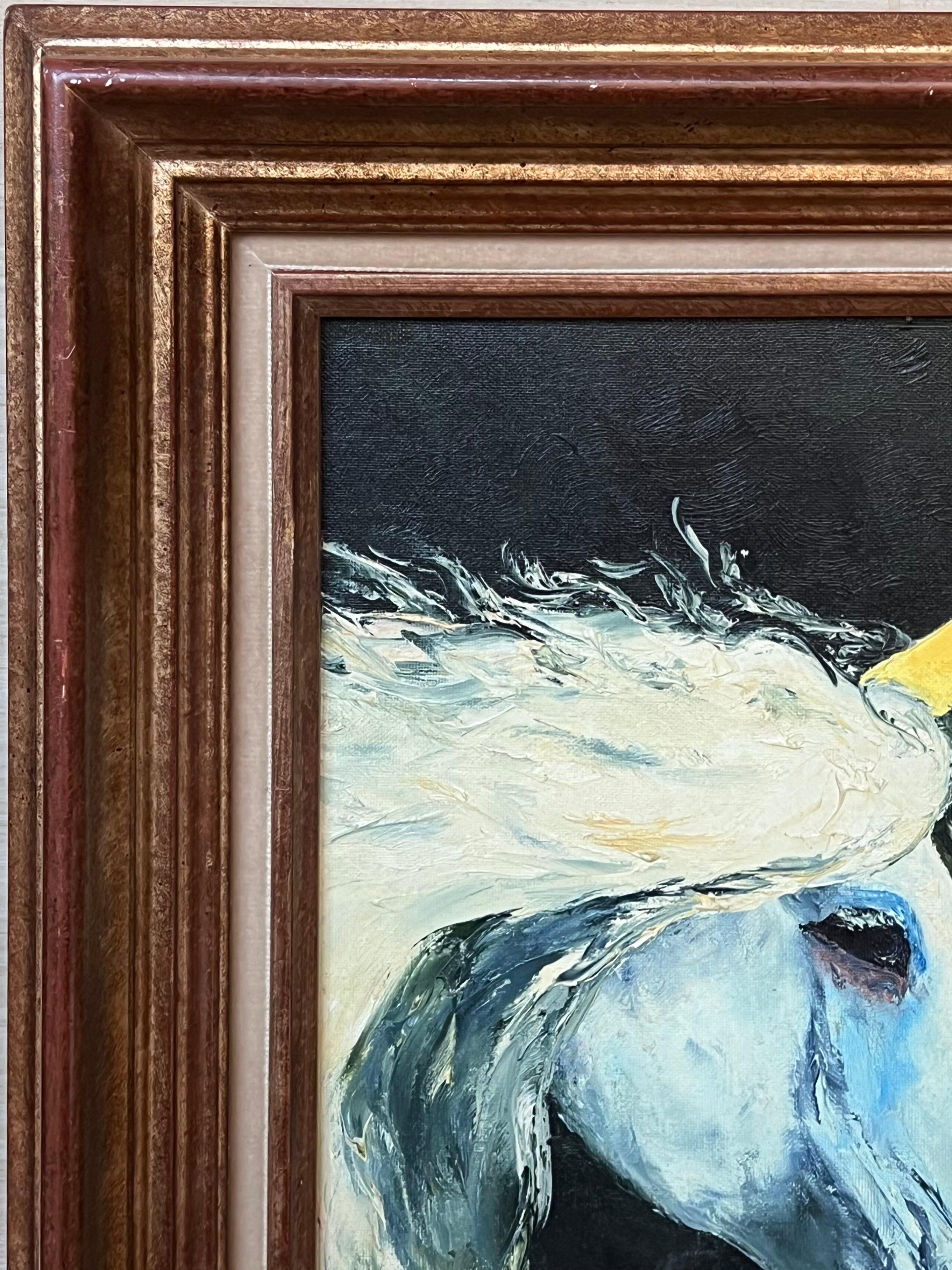 Einhorn Portait
von Annie Faure (Französisch 1940-2021)
signiert untere Ecke
Ölgemälde auf Leinwand, gerahmt
Gerahmt: 19,5 x 15,5 Zoll
Leinwandgröße: 14 x 11 Zoll
Zustand: insgesamt sehr gut, kleinere Oberflächenabschürfungen durch frühere