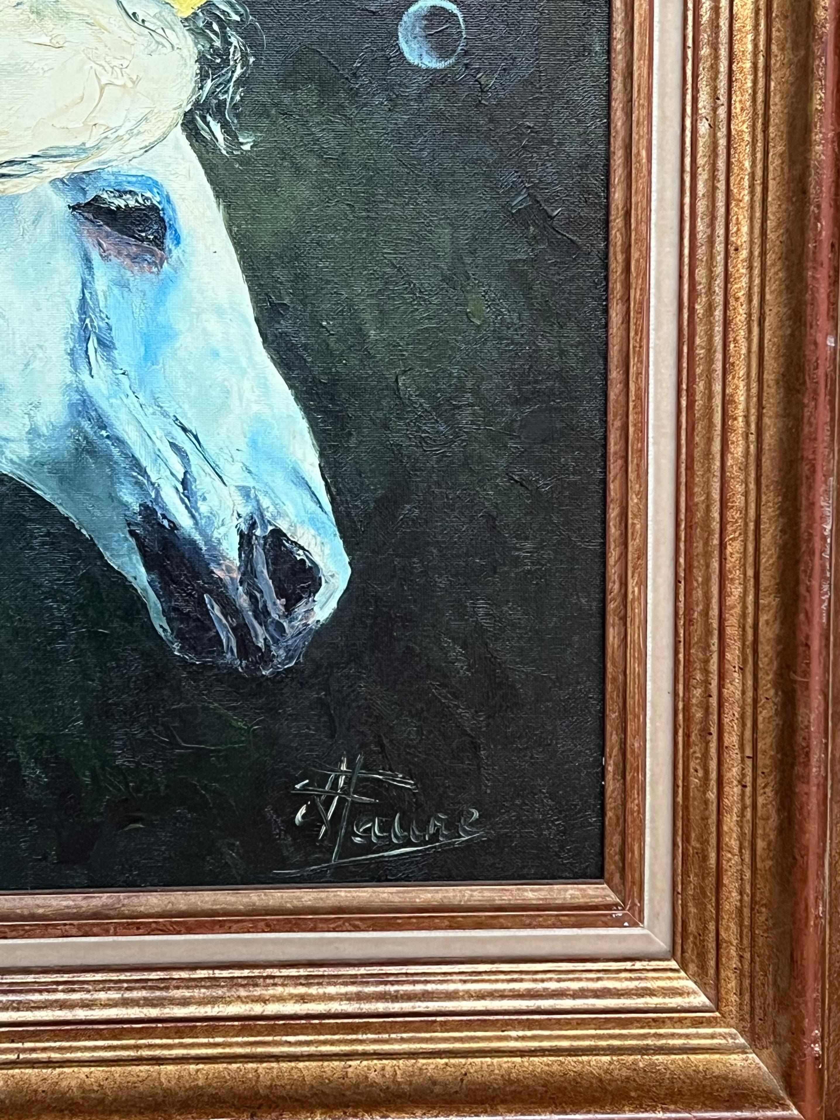 Porträt eines Majestätsblauen Einhorns mit goldenem Horn, gerahmt, 20. Jahrhundert im Angebot 3