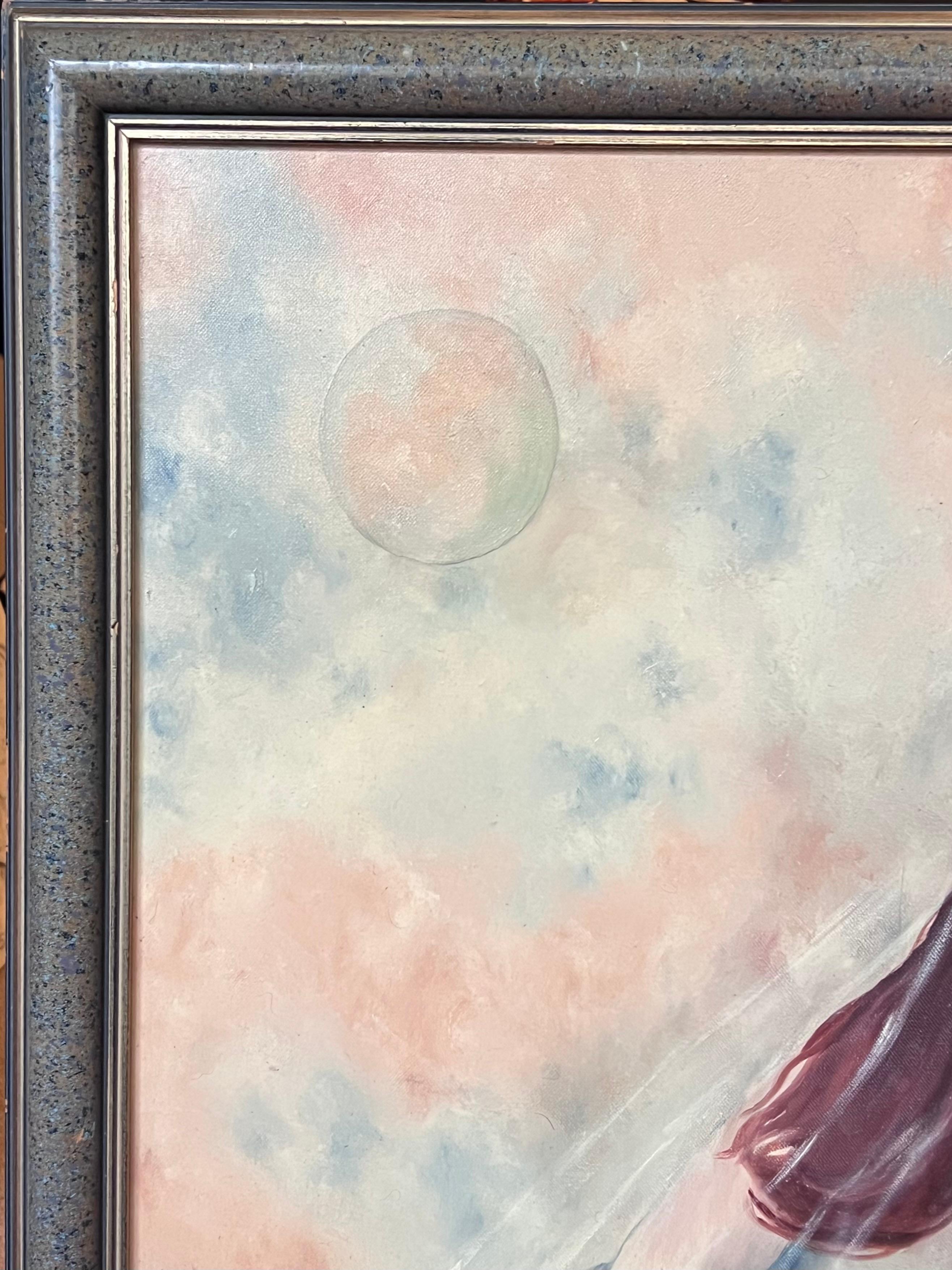 Porträt einer jungen Dame in Hochzeitskleid Großes französisches Ölgemälde des 20. Jahrhunderts – Painting von Annie Faure