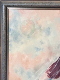 Portrait of Young Lady in Wedding Dress Large 20th Century French Oil Painting