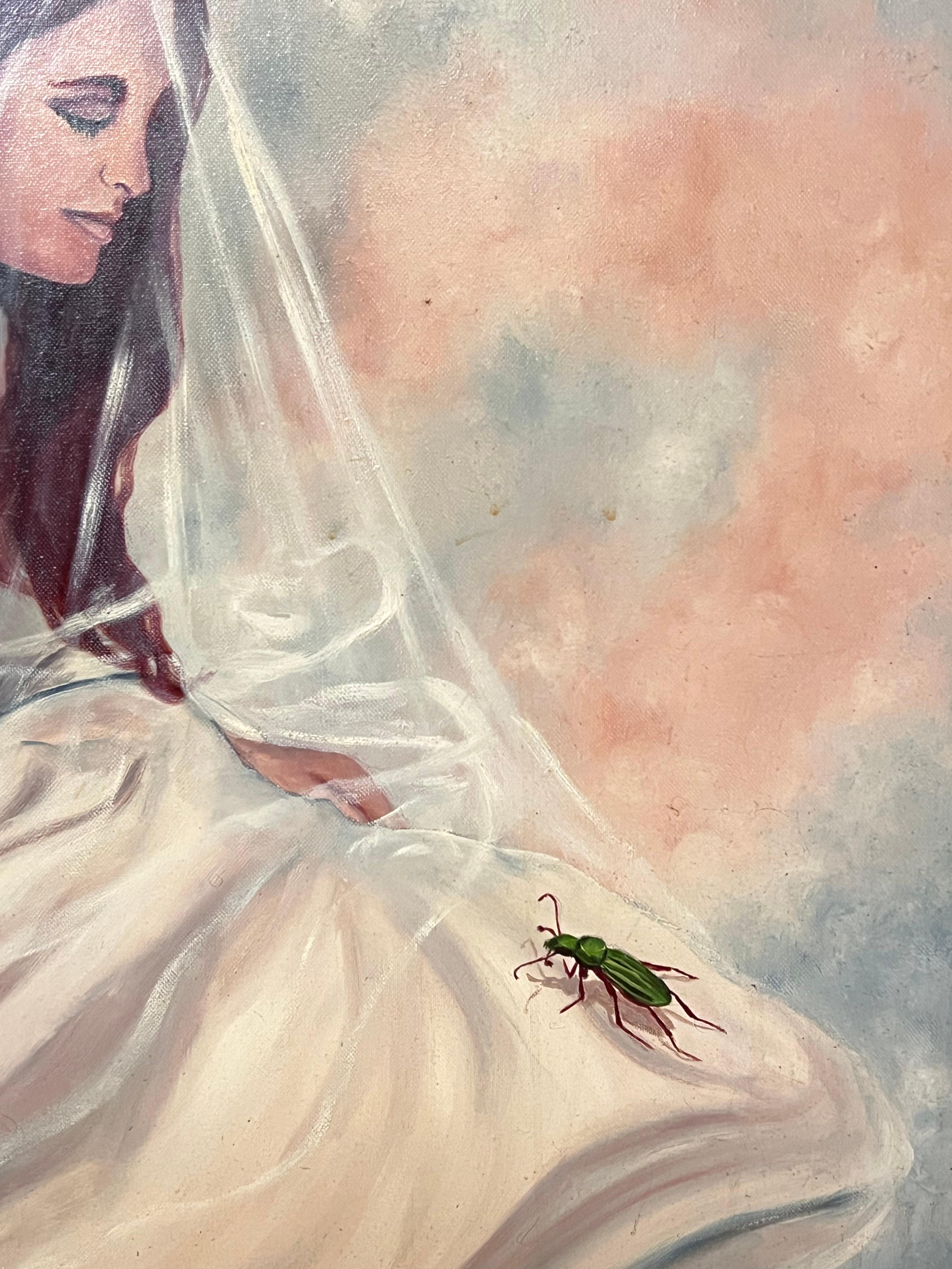Der Hochzeitstag
von Annie Faure (Französisch 1940-2021)
signiert untere Ecke
Ölgemälde auf Leinwand, gerahmt
Gerahmt: 35,5 x 35,5 Zoll
Größe der Leinwand: 31,5 x 31,5 Zoll
Zustand: insgesamt sehr gut, kleinere Oberflächenabschürfungen durch frühere