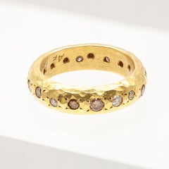 Annie Fensterstock 18K Yellow Gold Scattered Fancy Diamond Band Ring
