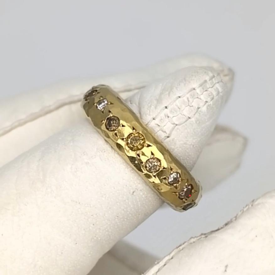 Annie Fensterstock 18K Bague à diamant fantaisie dispersé en vente 1