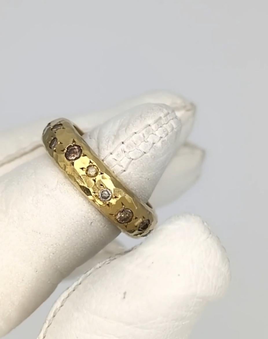 Annie Fensterstock 18K Bague à diamant fantaisie dispersé en vente 2