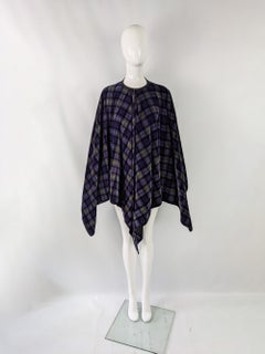 Annie Gough Vintage 1970s Tartan Check Velvet Cloak Cape