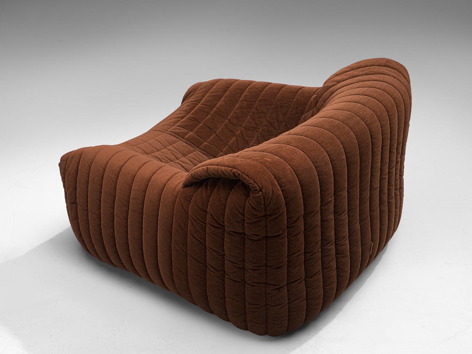 Late 20th Century Annie Hiéronimus Lounge Chair in Brown Fabric