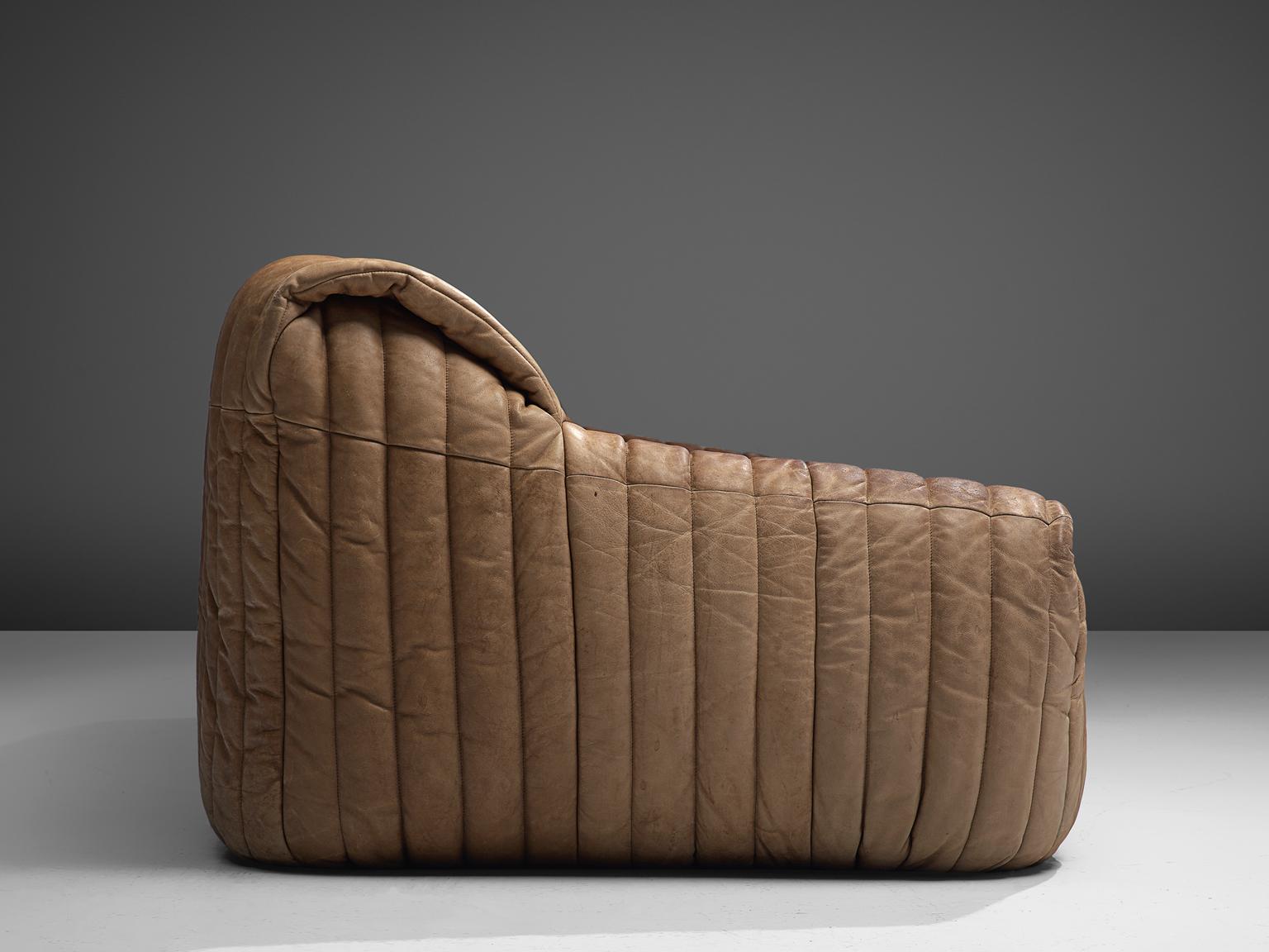 Mid-Century Modern Annie Hieronymus 'Sandra' Sofa in Taupe Leather