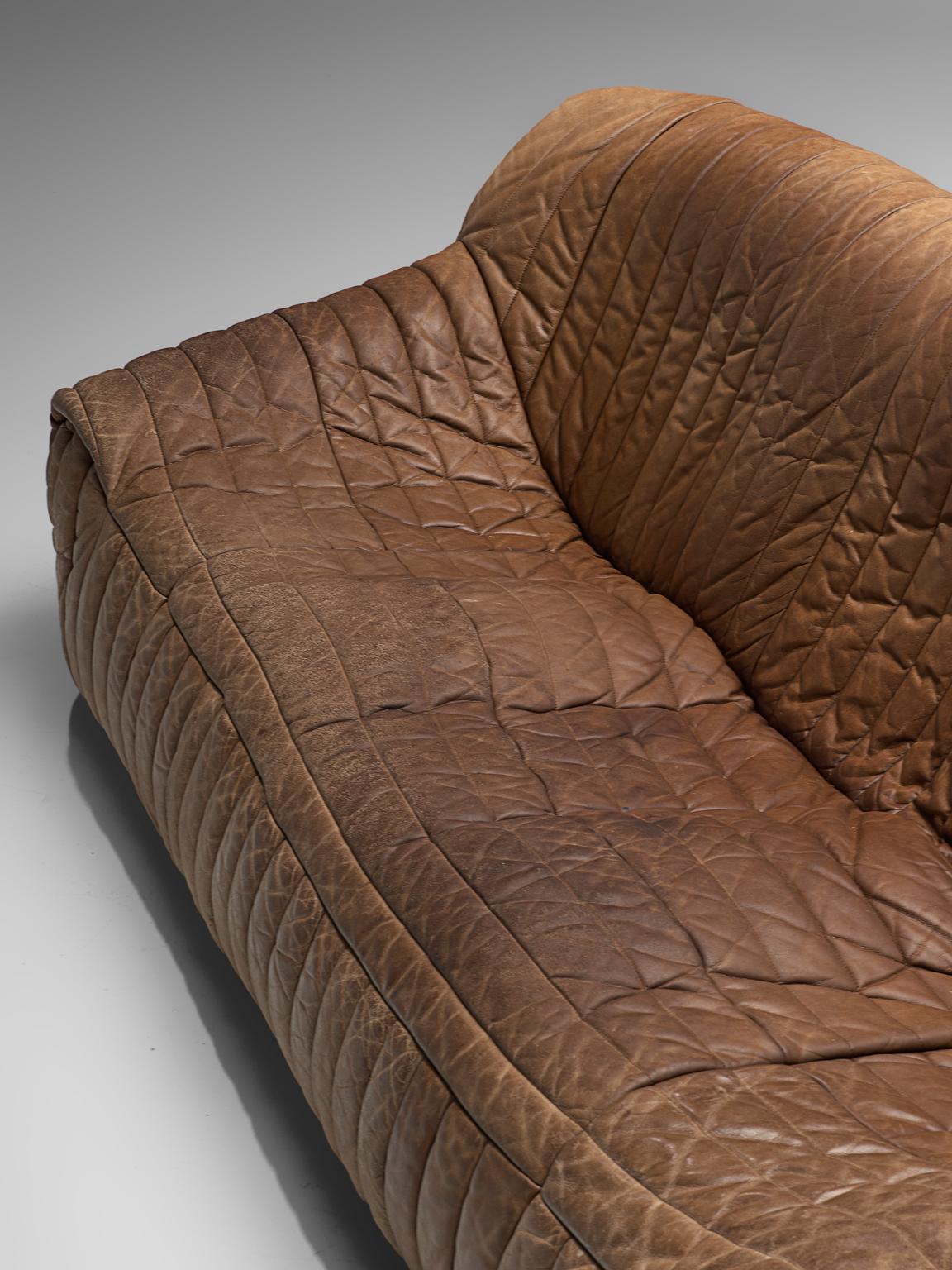 French Annie Hieronymus 'Sandra' Sofa in Taupe Leather