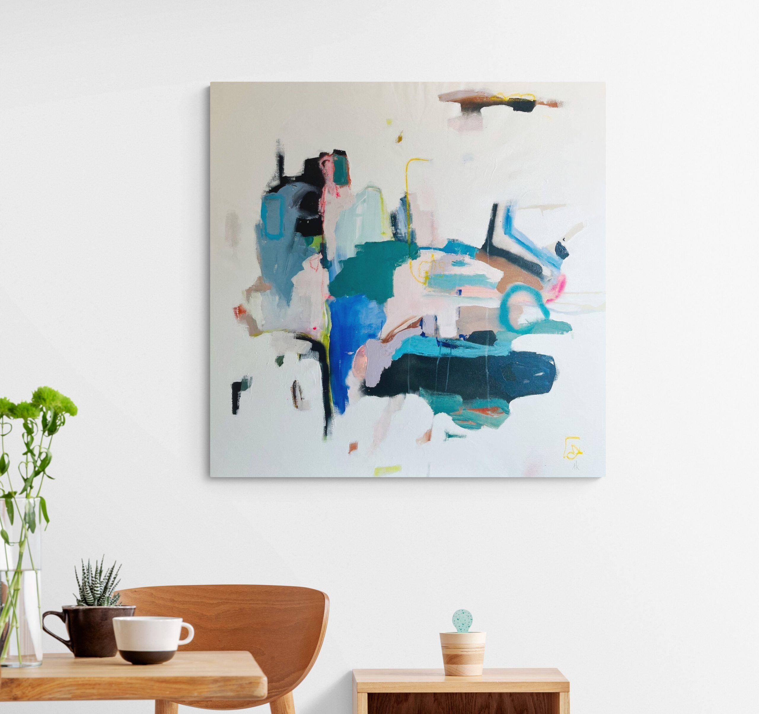 A Way to Make Them Smile - abstract expressive field chromatic minimalist paint - Painting by Annie King