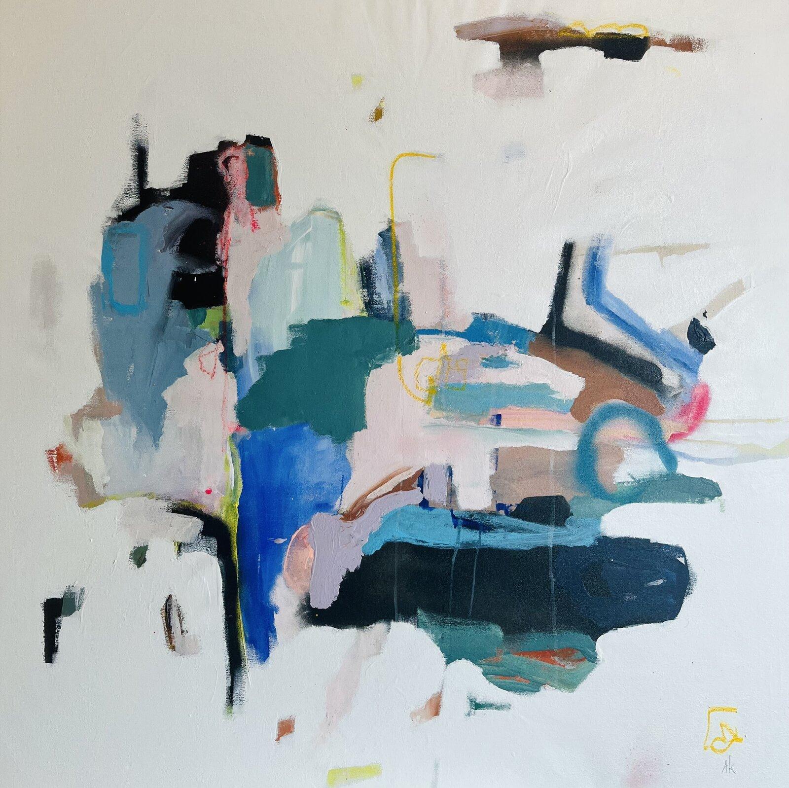 Abstract Painting di Annie King - Un modo per farli sorridere - campo espressivo astratto pittura cromatica minimalista